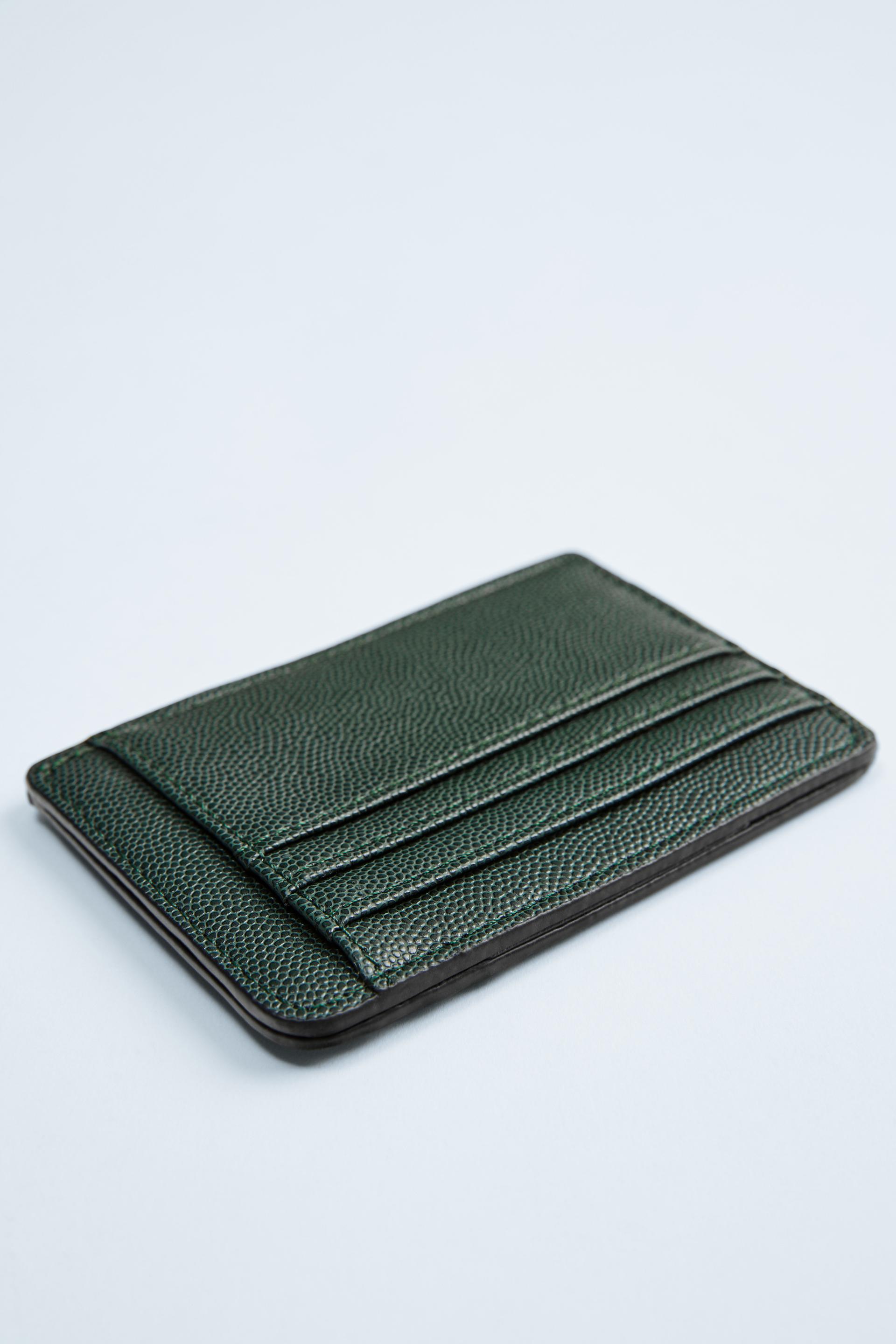 зеленый кошелек для карточек с тиснением Зеленый Zara