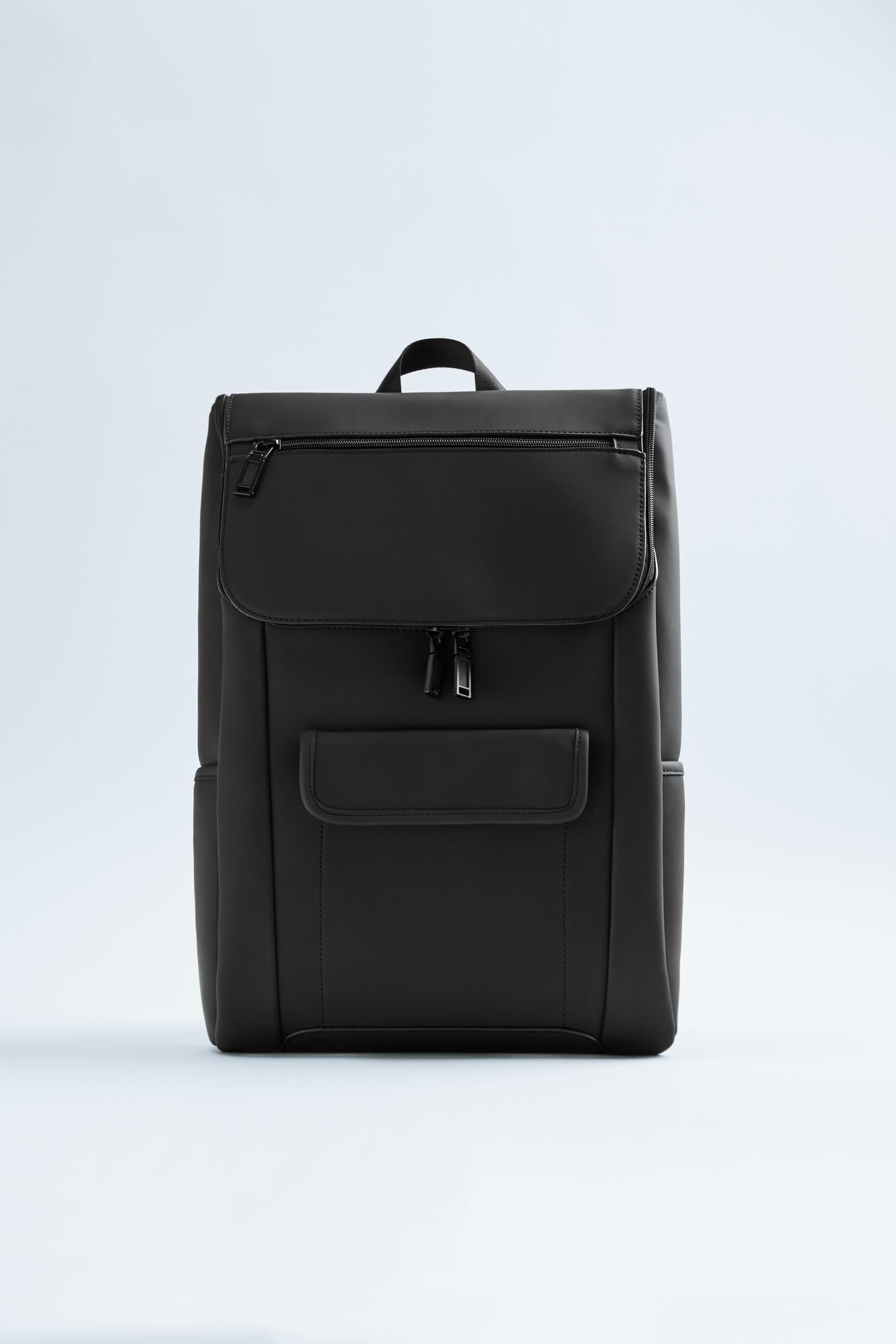 прорезиненный универсальный рюкзак черного цвета ЧЕРНЫЙ Zara