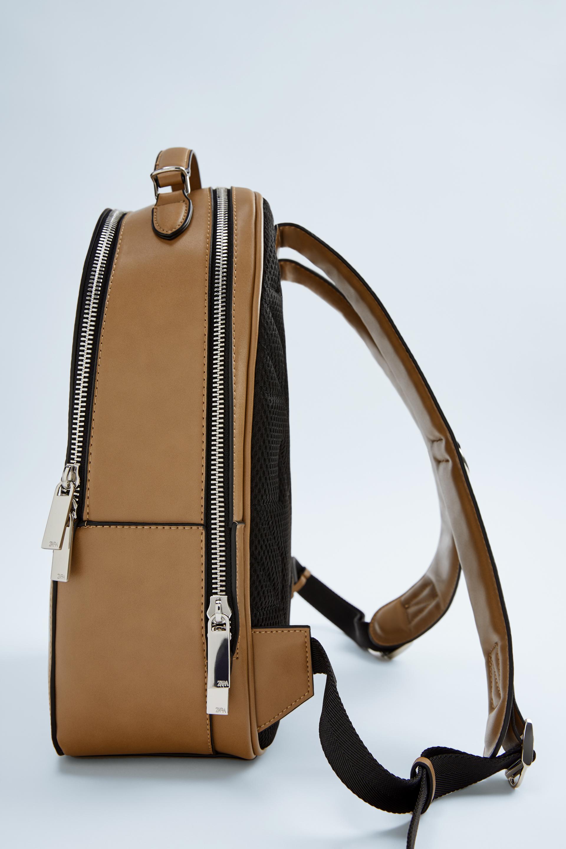 коричневый рюкзак в минималистском стиле Желто-коричневый Zara