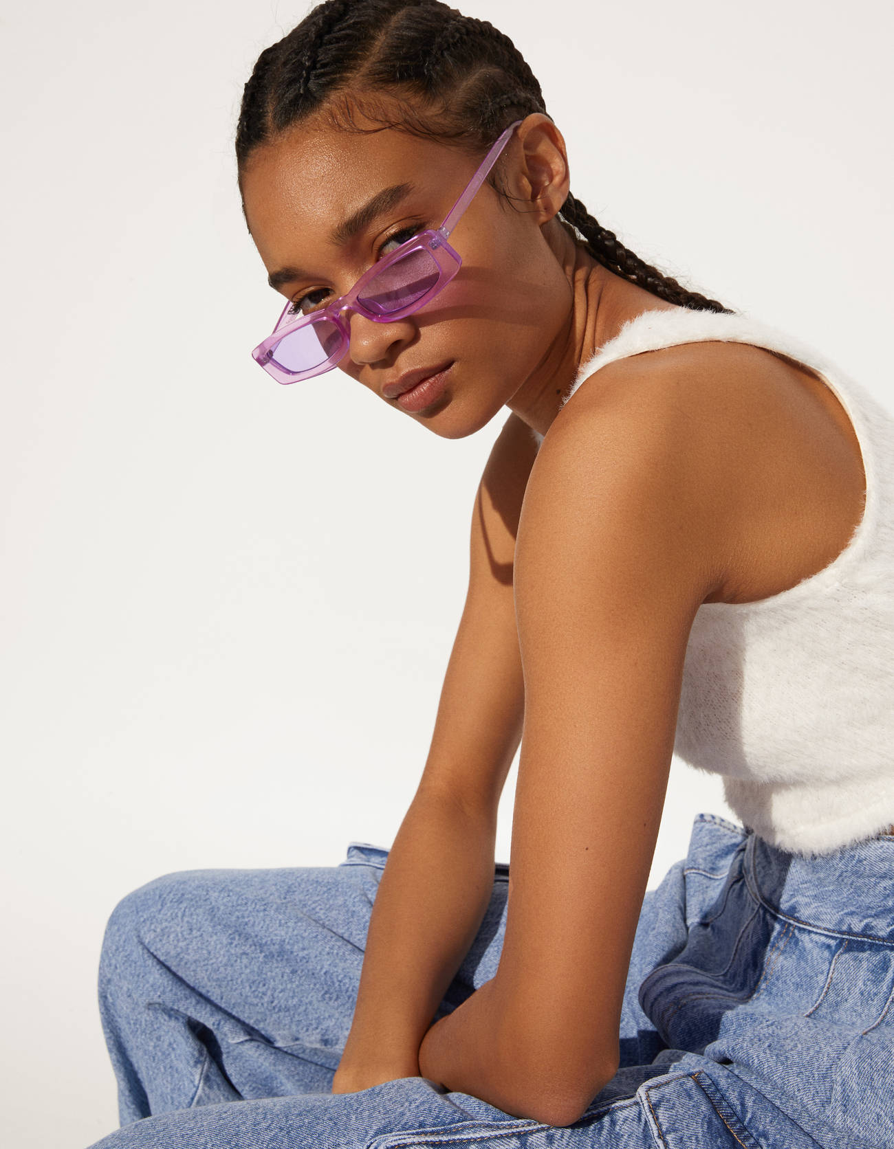 Прямоугольные солнечные очки Фиолетовый Bershka