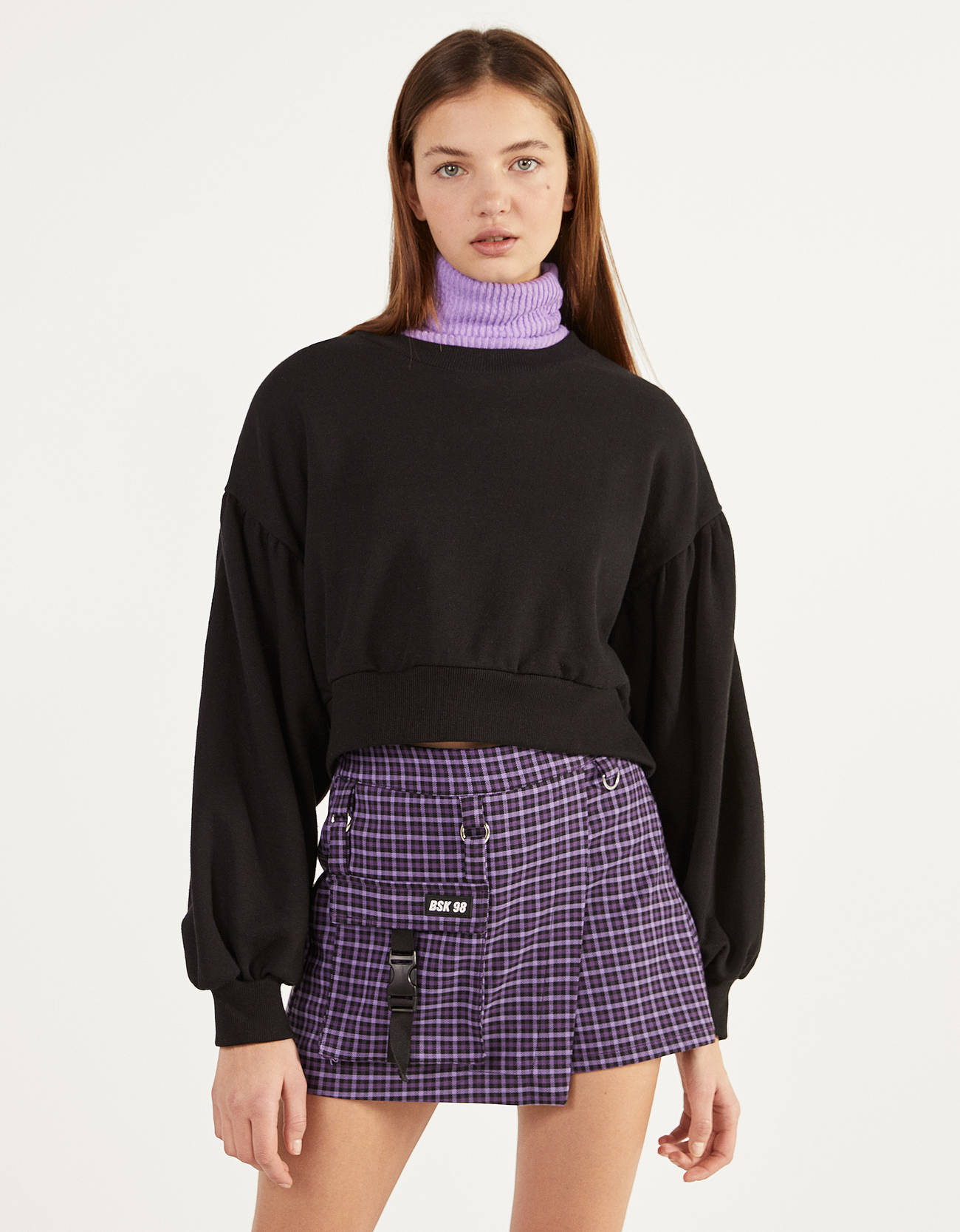 Фиолетовый Базовая юбка-шорты Bershka