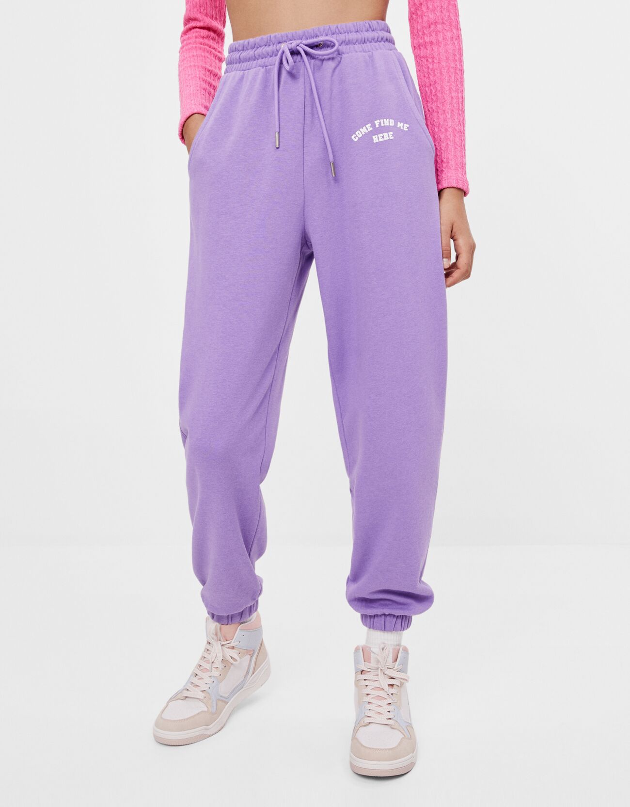 Спортивные брюки из мягкой ткани Фиолетовый Bershka
