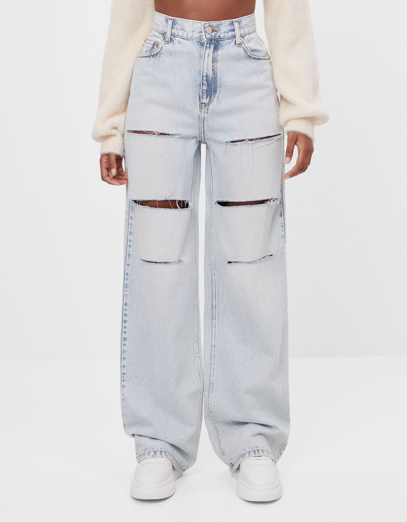 Широкие джинсы в стиле 90-х Серый Bershka