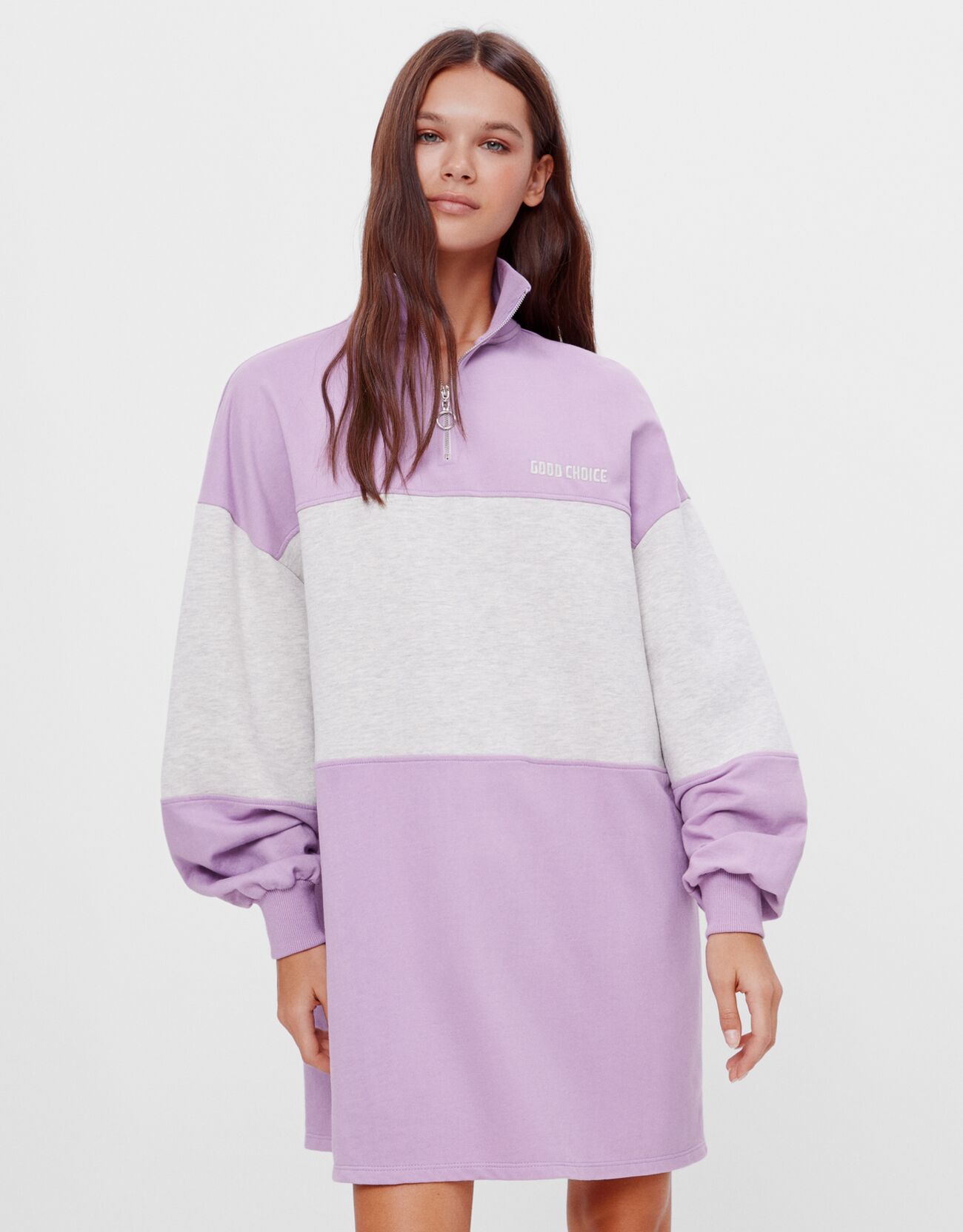 Платье в стиле поло из мягкой ткани Фиолетовый Bershka