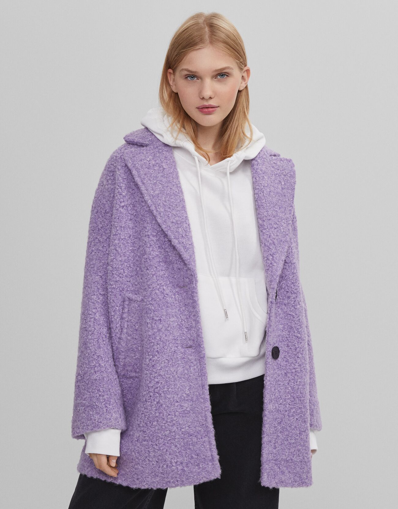 Пальто прямого кроя Фиолетовый Bershka