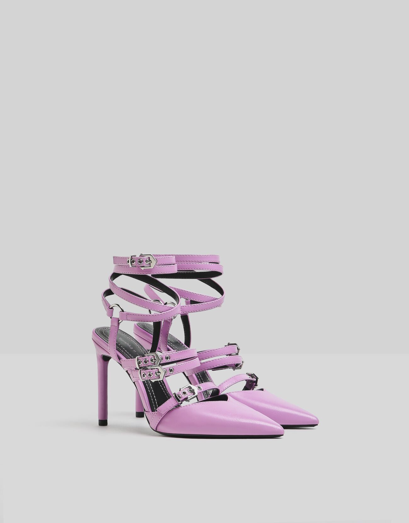 Туфли на каблуке-шпильке с ремешком на щиколотке Фиолетовый Bershka