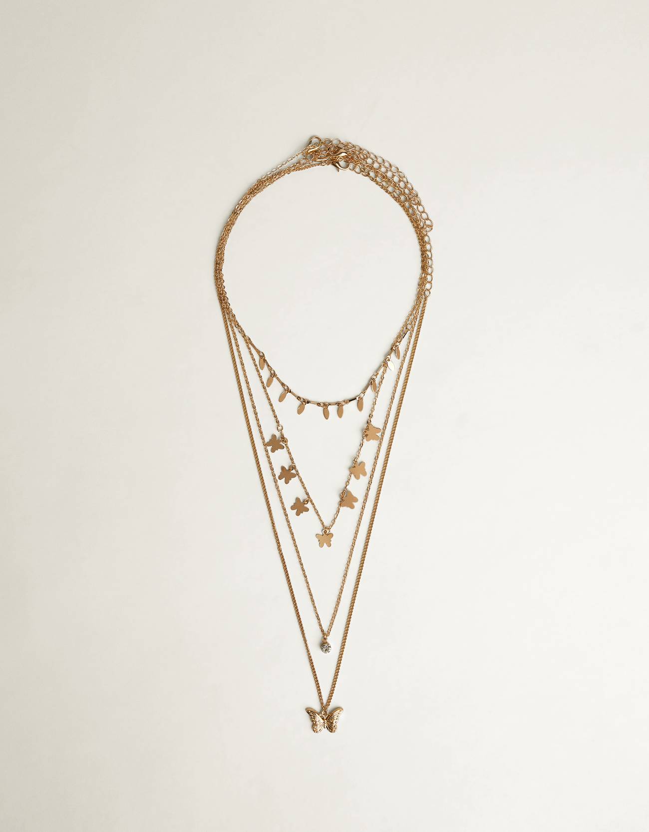 Многоярусное ожерелье с подвесками «Бабочки» Золотой Bershka