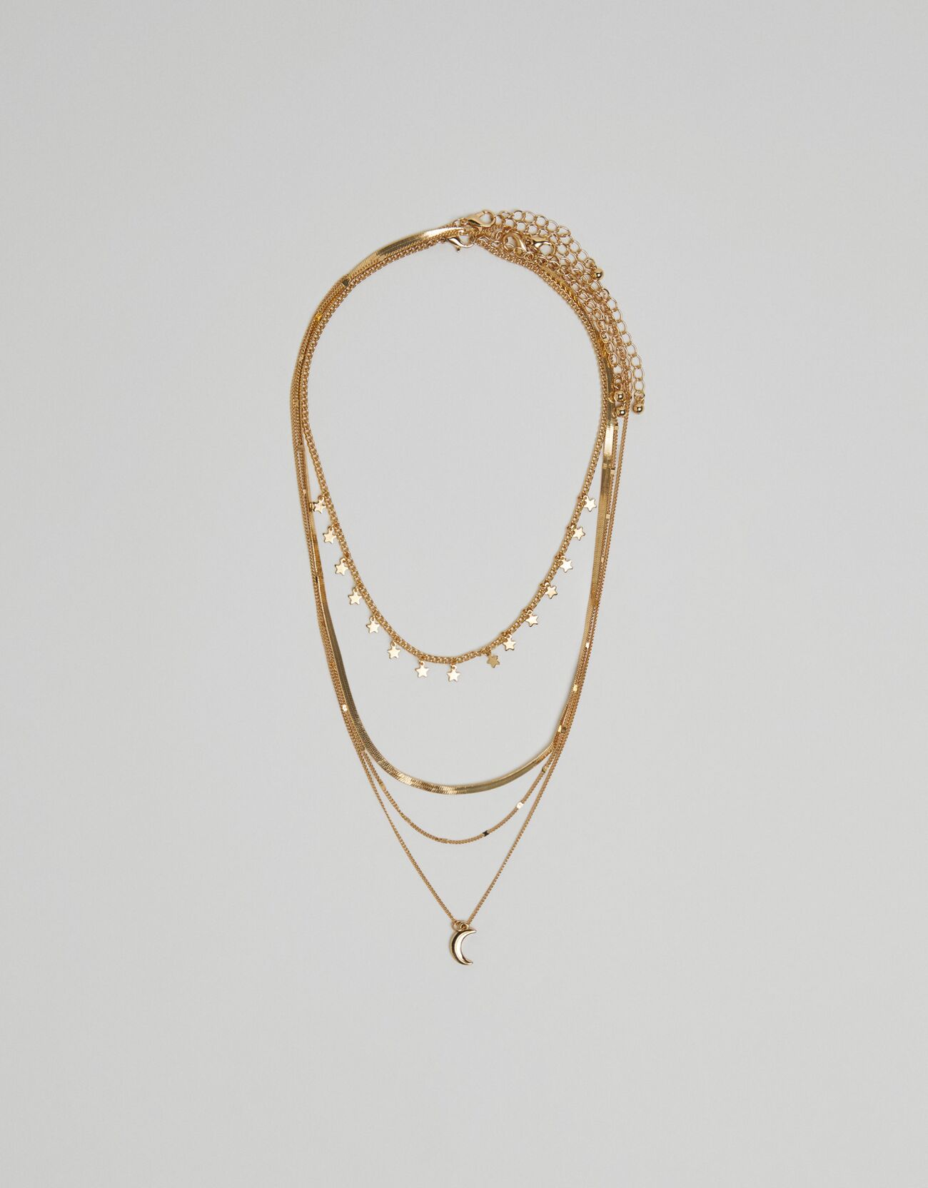 Многоярусное ожерелье с подвесками «Космос» Золотой Bershka
