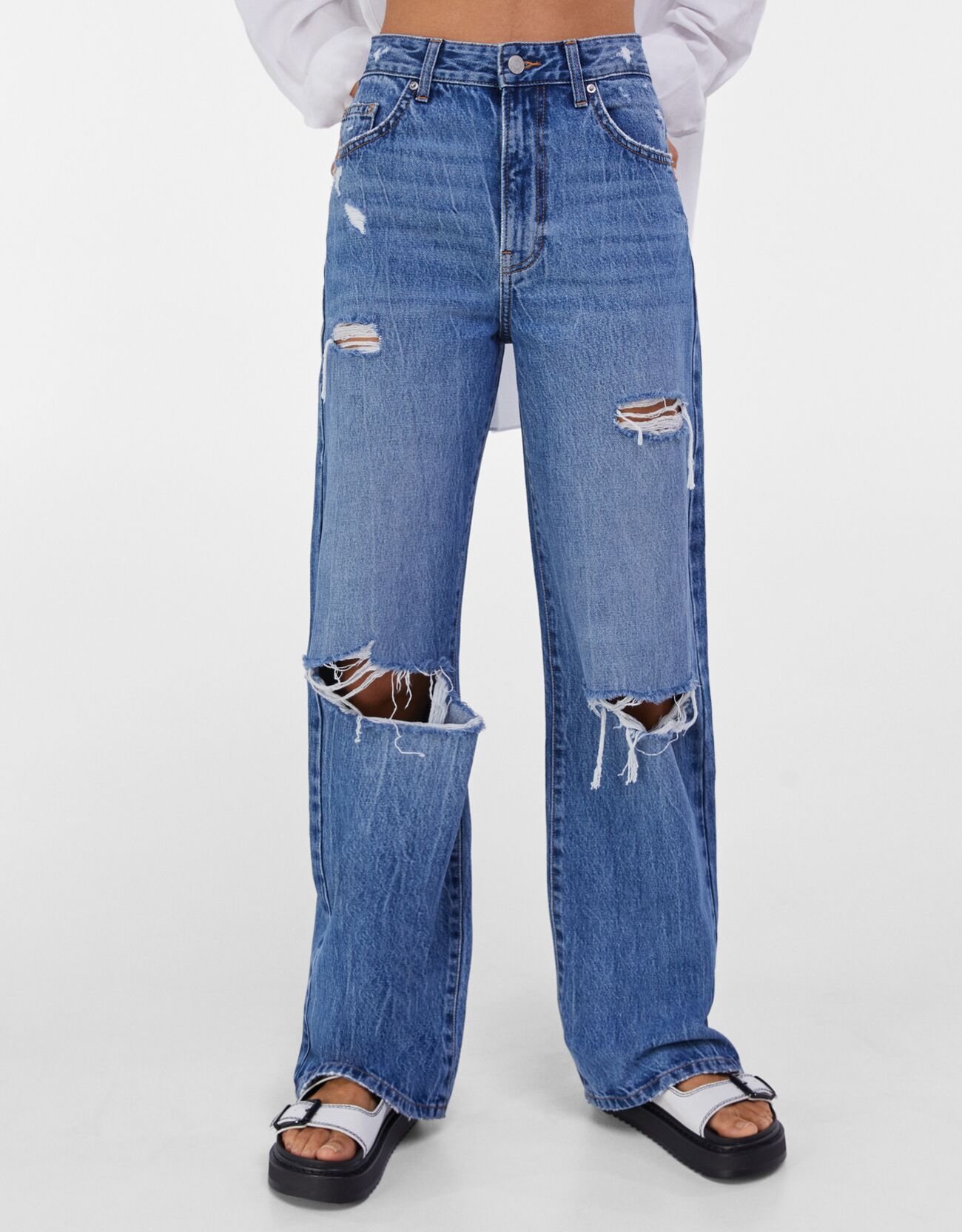 Широкие джинсы в стиле 90-х СИНИЙ Bershka