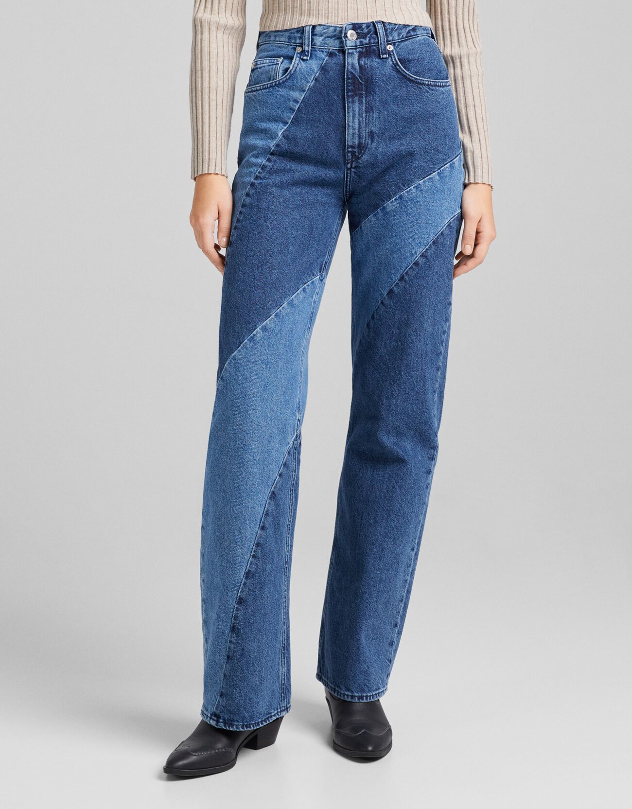Контрастные джинсы ‘90s с широкими штанинами СИНИЙ Bershka