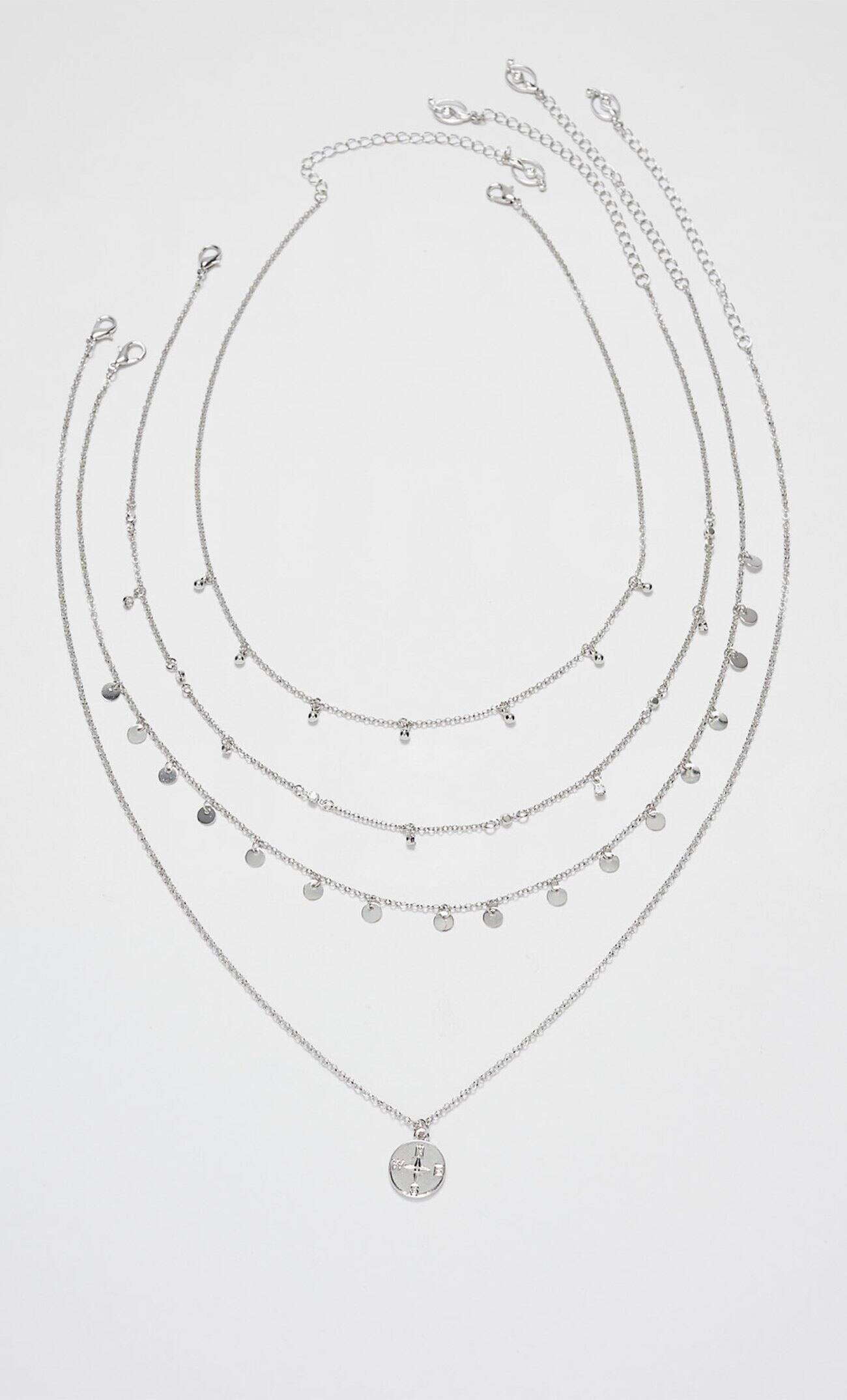 Набор из 4 цепочек с подвесками в виде монет и кристаллов STR ЖЕЛТЫЙ Stradivarius