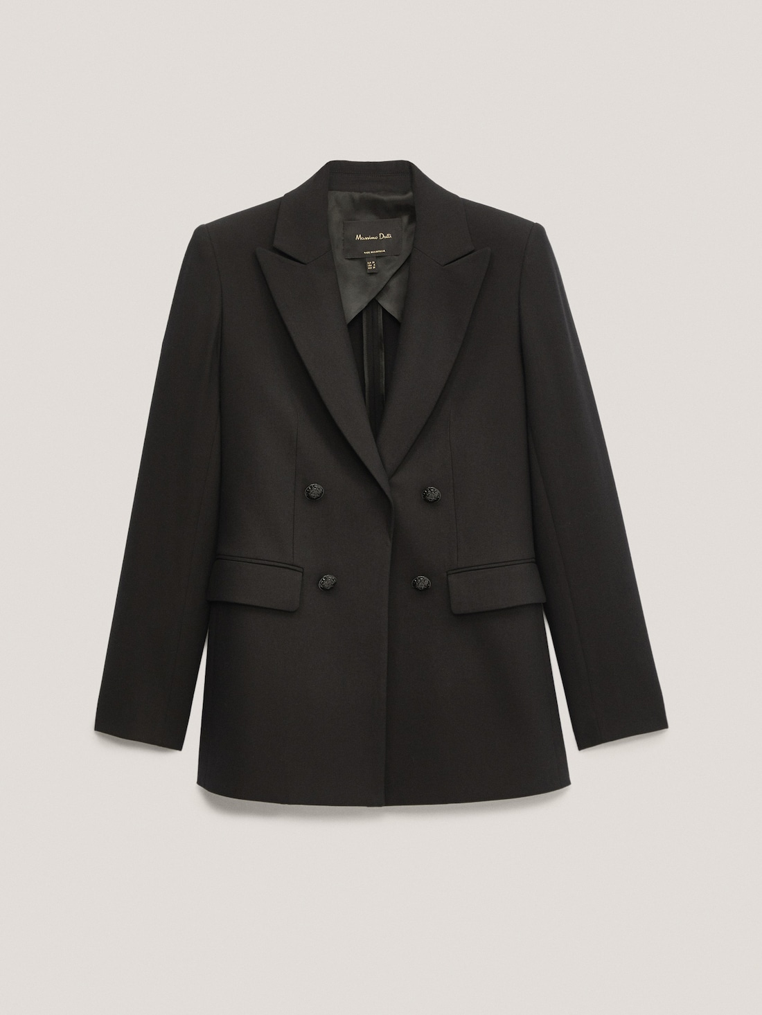 Черный пиджак с ложной двубортной застежкой ЧЕРНЫЙ Massimo Dutti