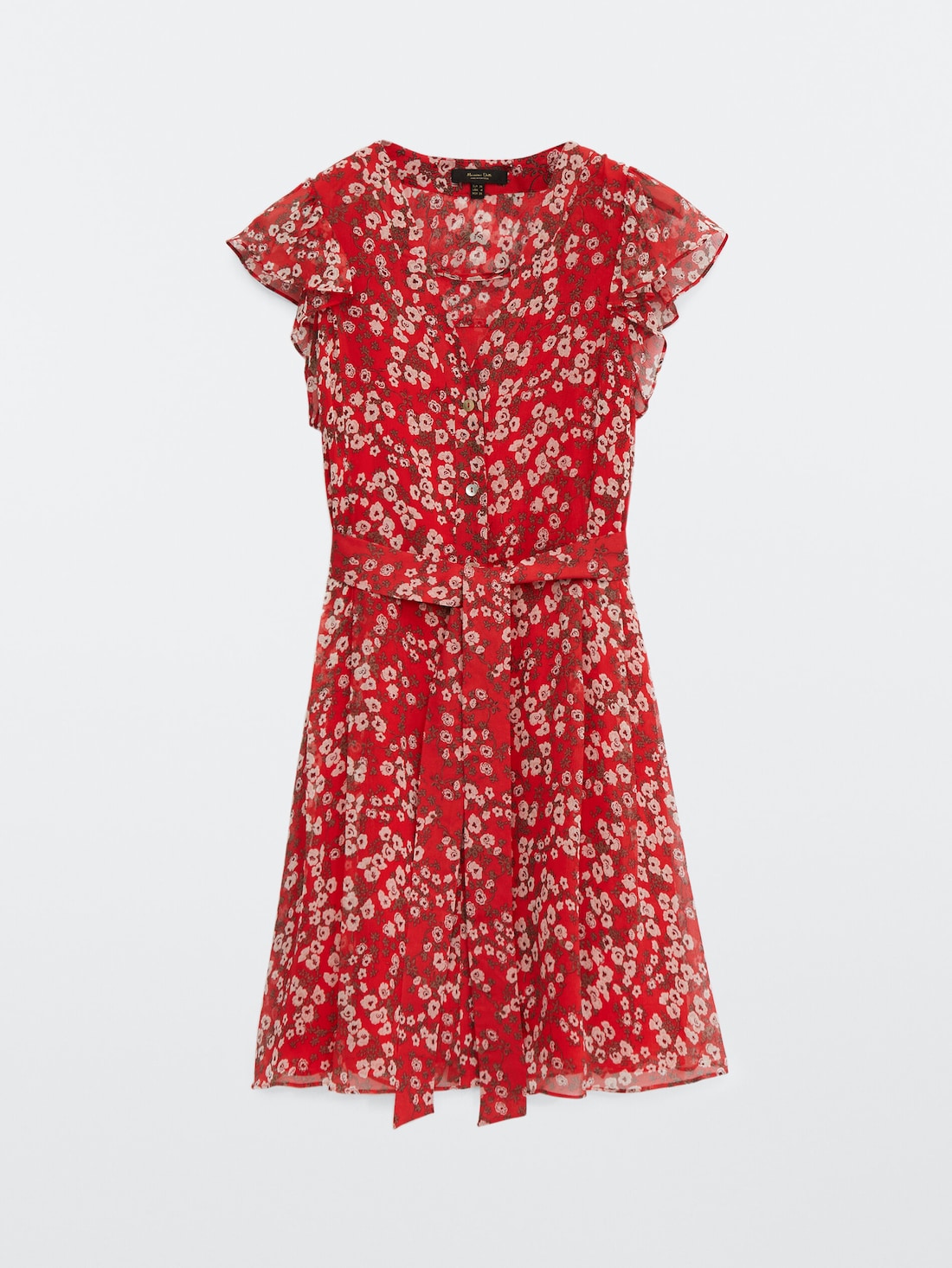 Короткое платье с цветочным принтом КОРАЛЛОВО-КРАСНЫЙ Massimo Dutti
