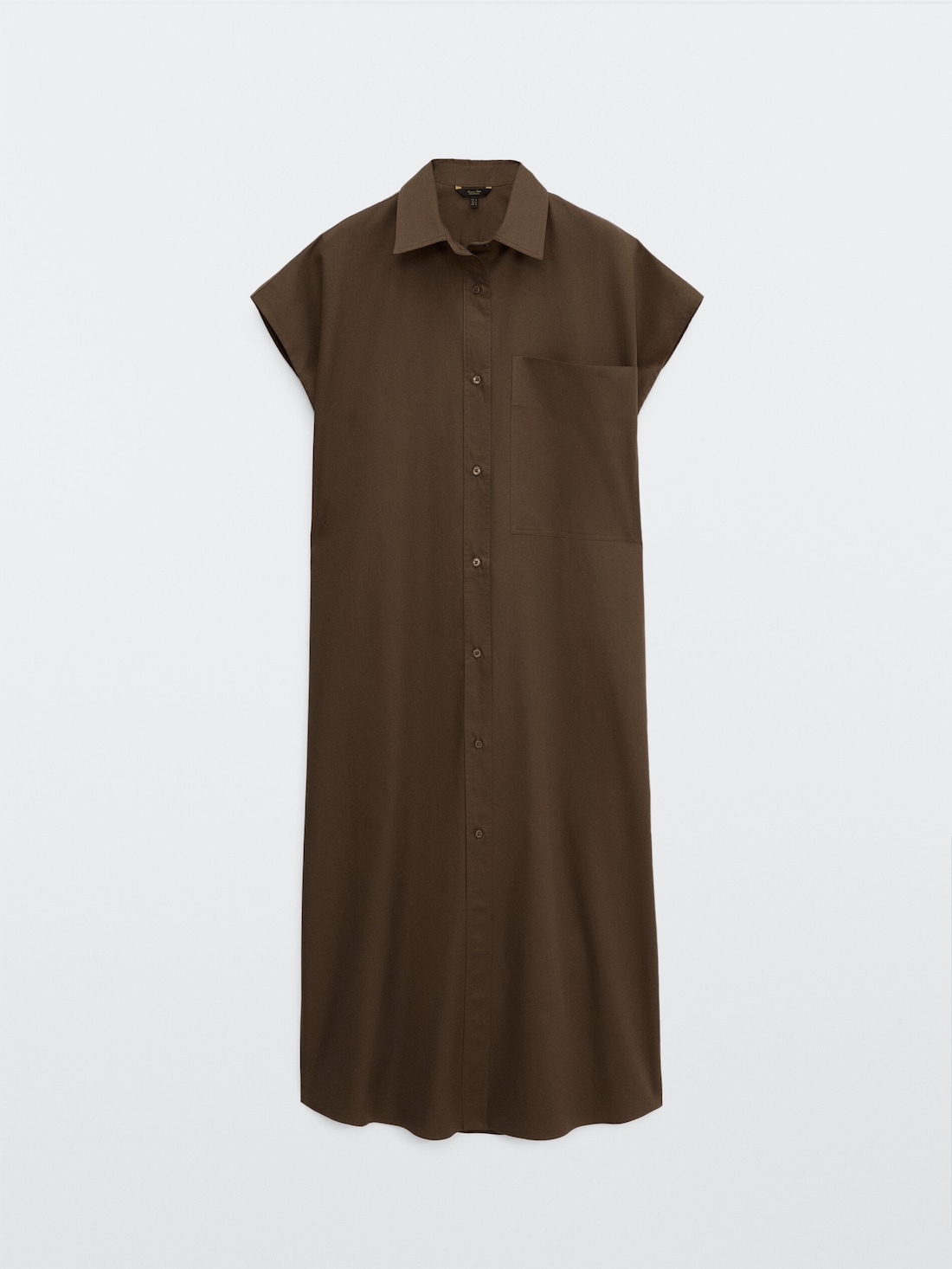 Платье-рубашка оверсайз из поплина ТАБАЧНЫЙ Massimo Dutti