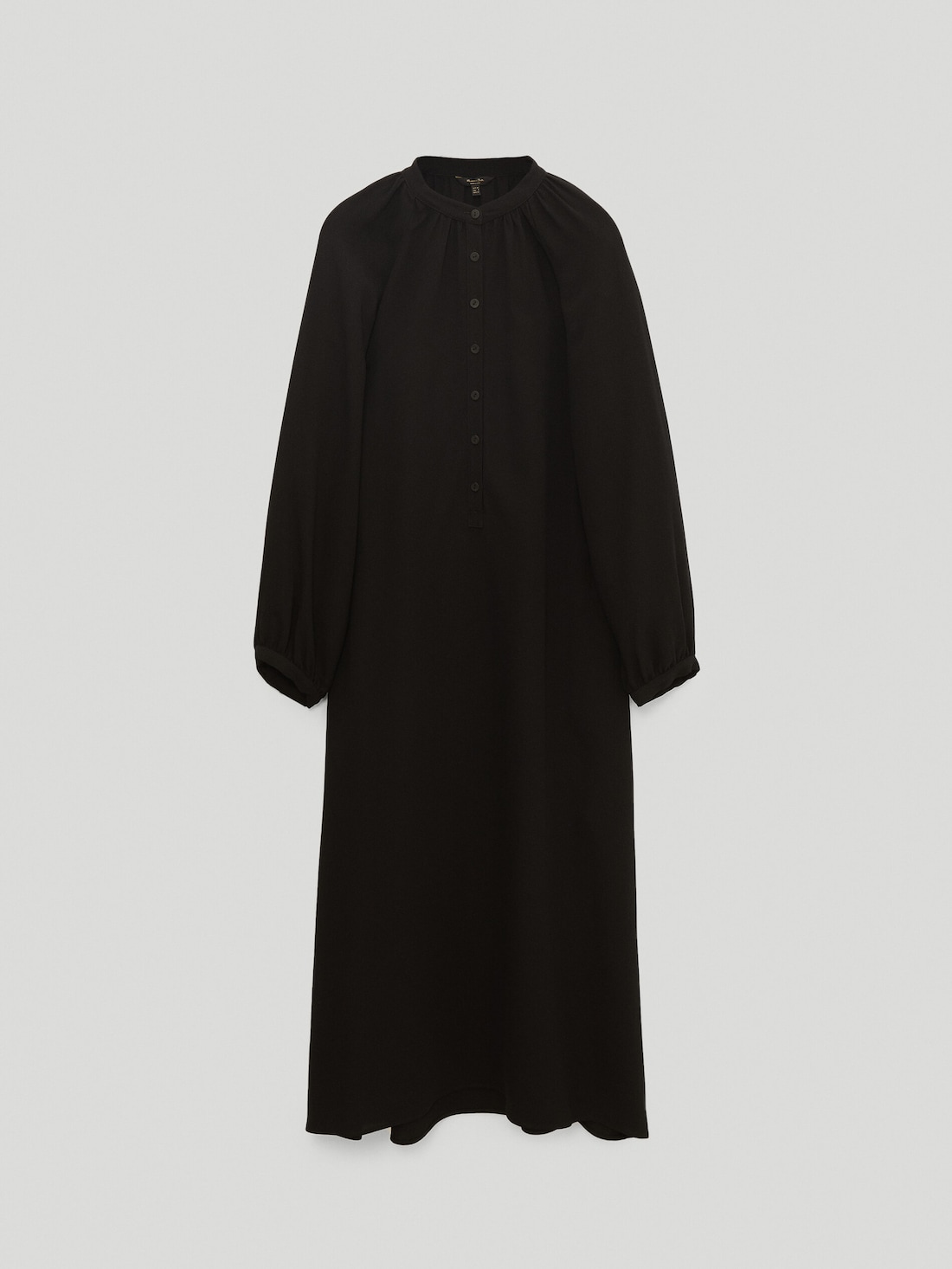 Черное платье с объемными рукавами ЧЕРНЫЙ Massimo Dutti