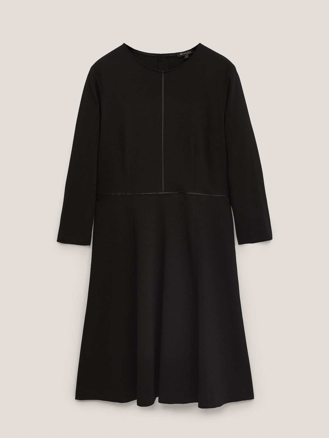 Короткое черное платье с вставкой из искусственной кожи ЧЕРНЫЙ Massimo Dutti