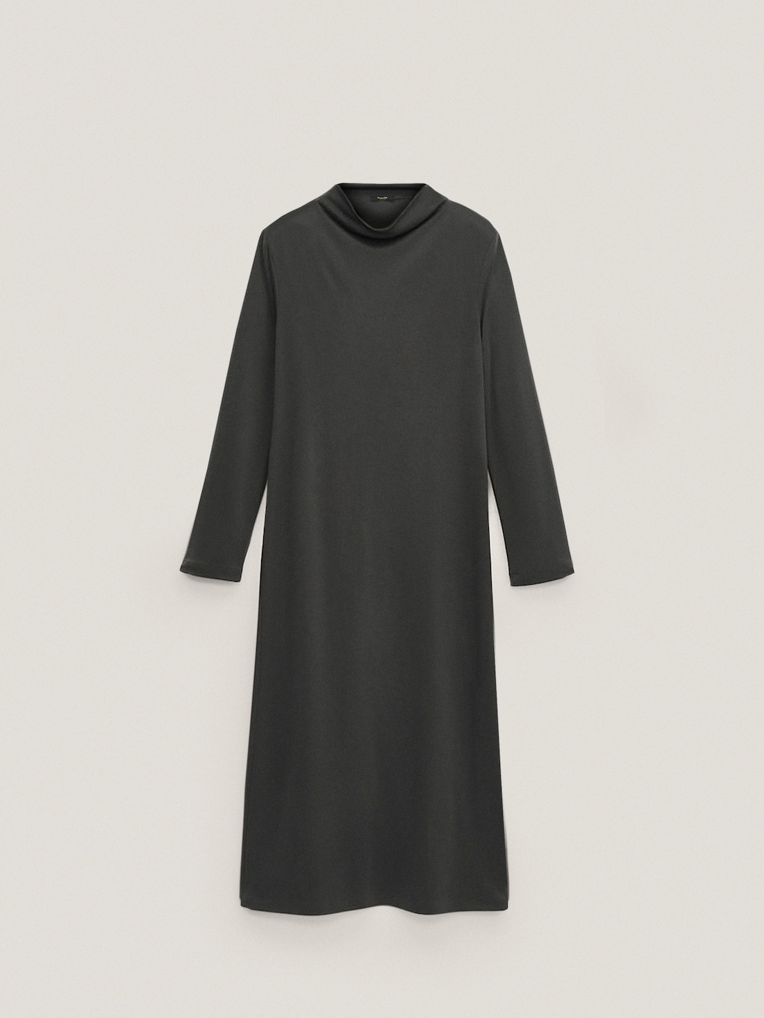 Платье с воротником-стойкой и длинными рукавами СВИНЦОВЫЙ Massimo Dutti