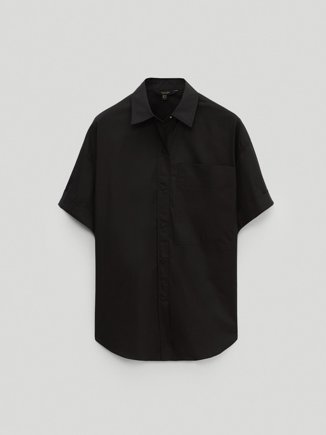 Черная рубашка из поплина с короткими рукавами ЧЕРНЫЙ Massimo Dutti