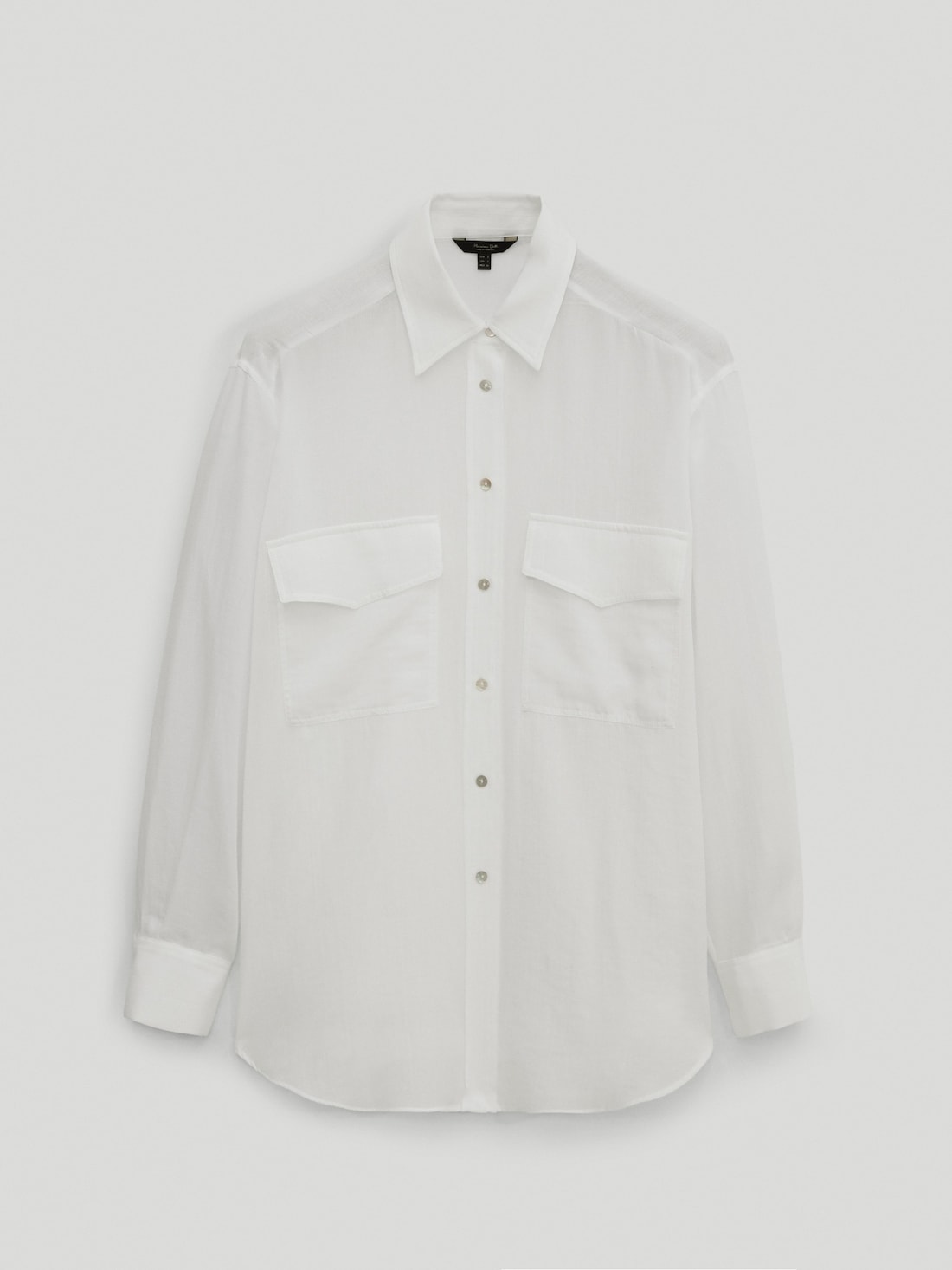 Рубашка из хлопка с карманами БЕЛЫЙ Massimo Dutti