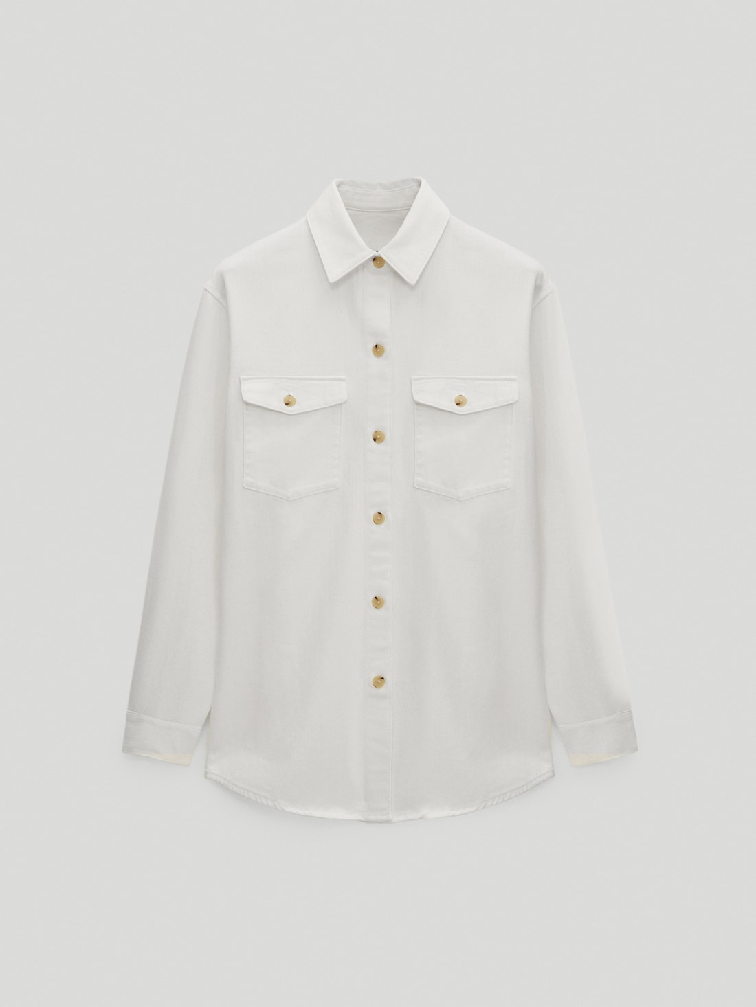 Хлопковая куртка-рубашка с карманами НАТУРАЛЬНЫЙ, КРЕМОВЫЙ Massimo Dutti