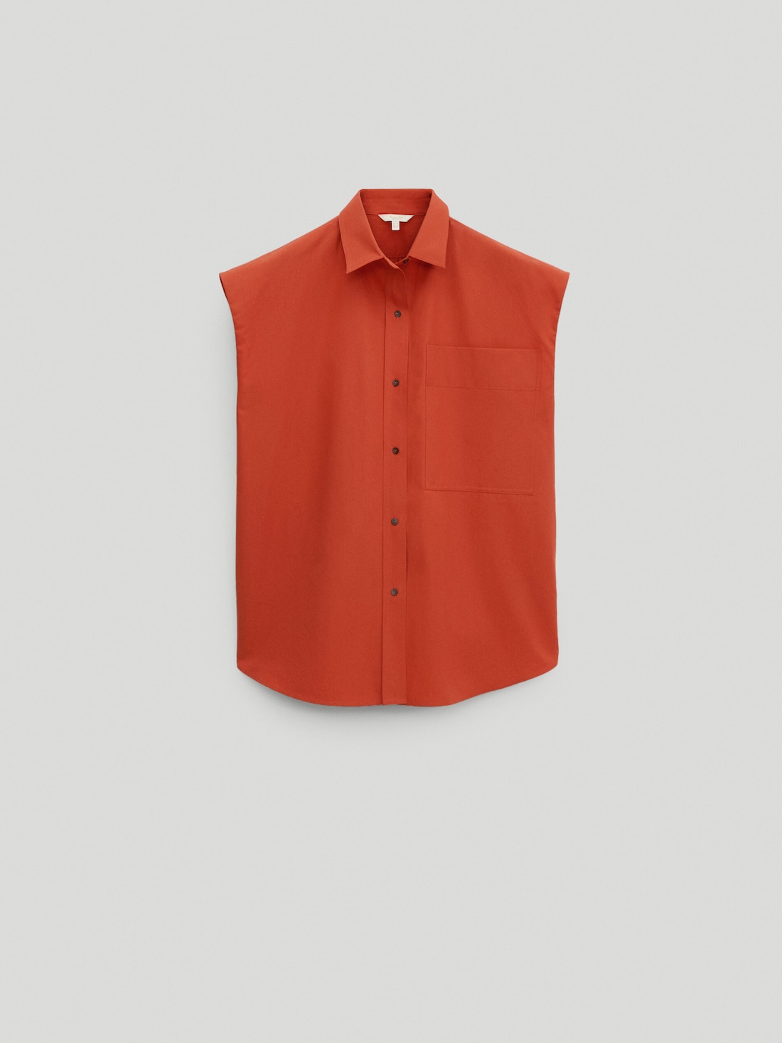 Рубашка из поплина без рукавов, Limited Edition ОРАНЖЕВЫЙ Massimo Dutti