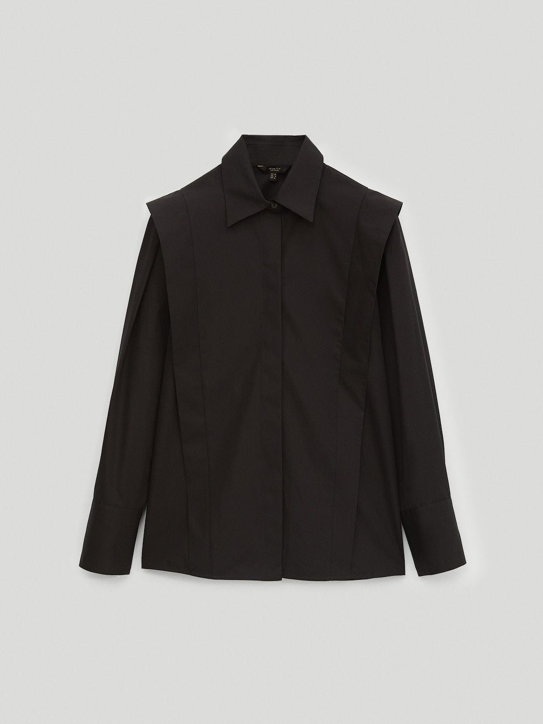 Черная рубашка из поплина с рукавами-крылышками ЧЕРНЫЙ Massimo Dutti