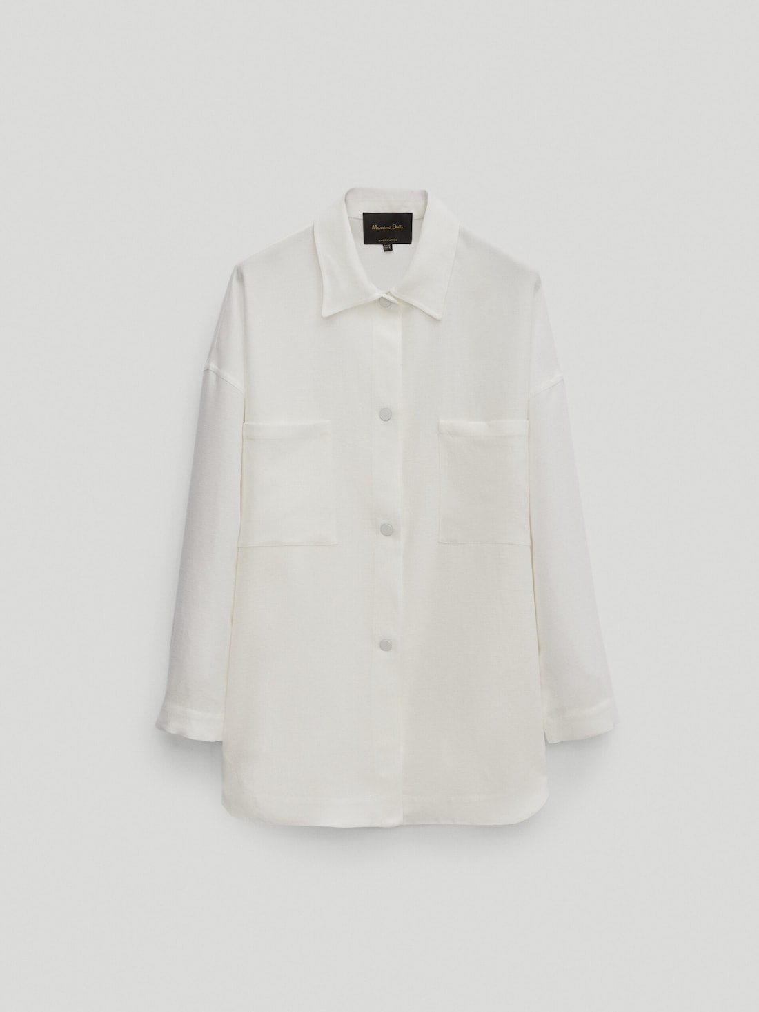 Куртка-рубашка с накладными карманами БЕЛЫЙ Massimo Dutti