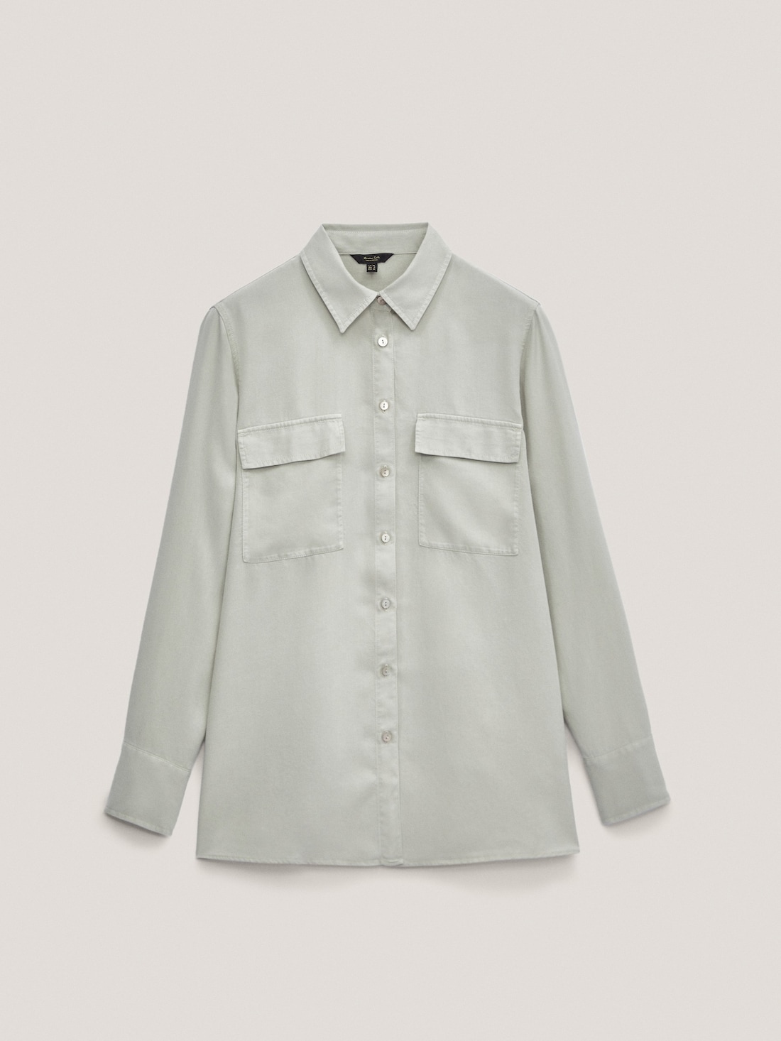 Рубашка из 100% лиоцелла с карманами ЖЕМЧУЖНО-СЕРЫЙ Massimo Dutti