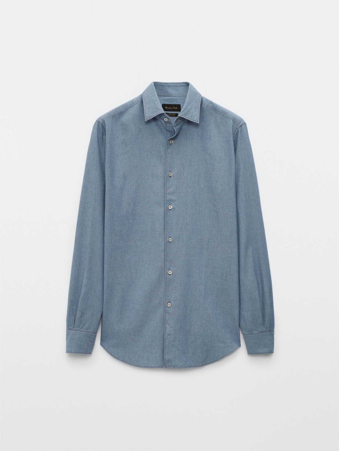 Джинсовая рубашка облегающего кроя из 100% хлопка ГОЛУБОЙ Massimo Dutti