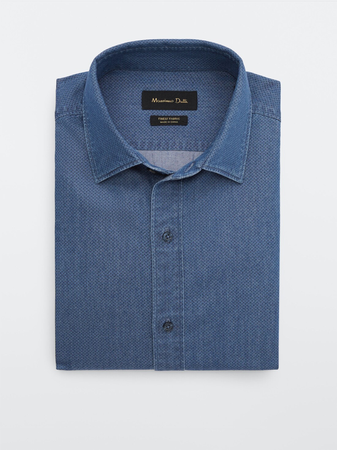 Джинсовая рубашка облегающего кроя из 100% хлопка ПАСТЕЛЬНО-ГОЛУБОЙ Massimo Dutti