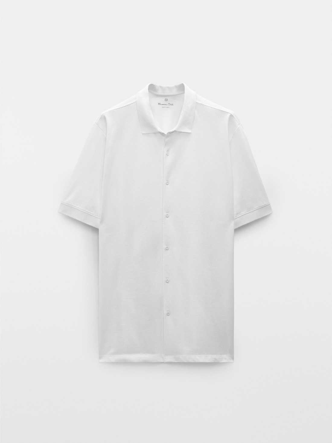 Хлопковая рубашка-боулинг с короткими рукавами БЕЛЫЙ Massimo Dutti
