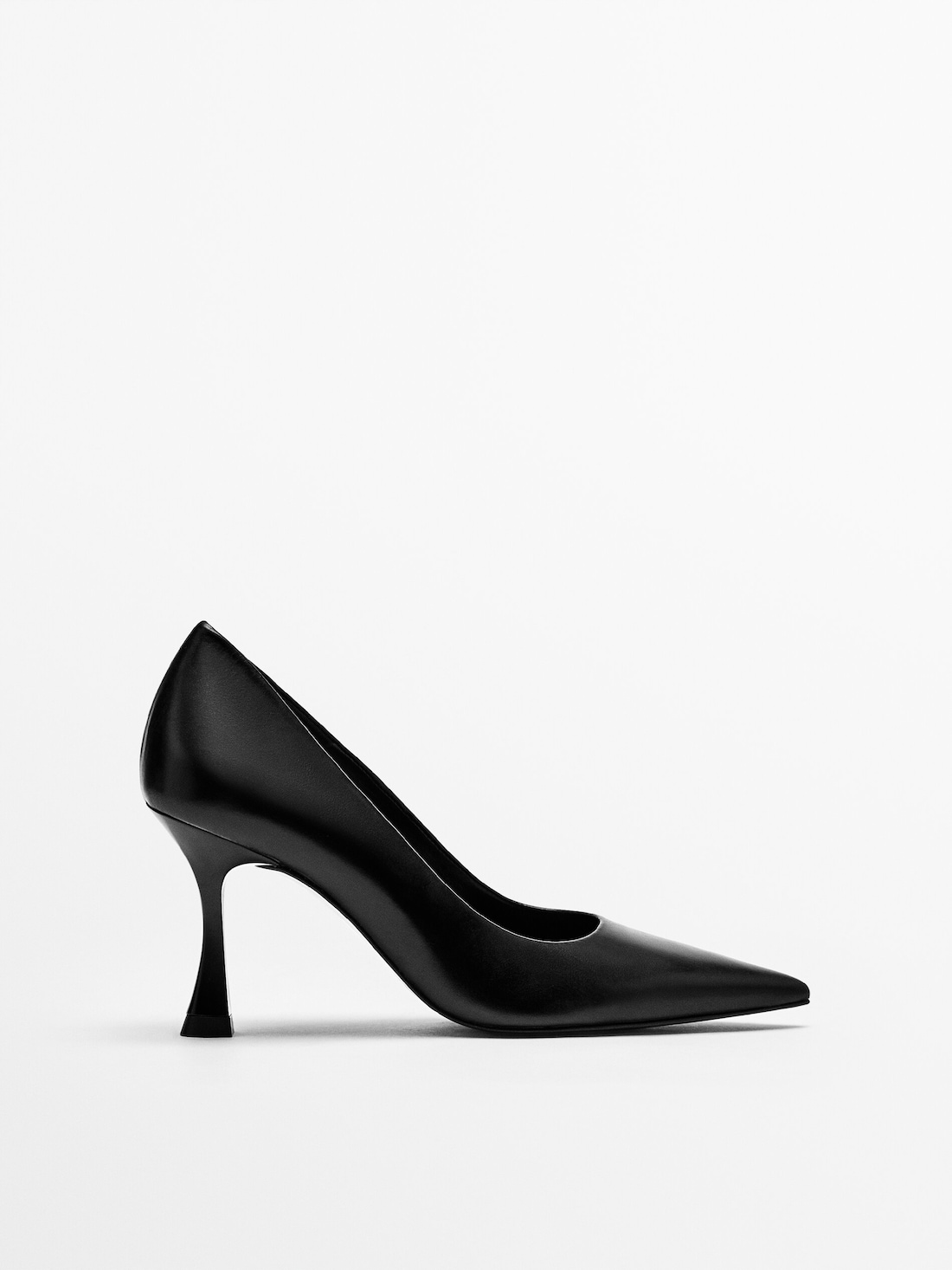 Черные кожаные туфли-лодочки ЧЕРНЫЙ Massimo Dutti