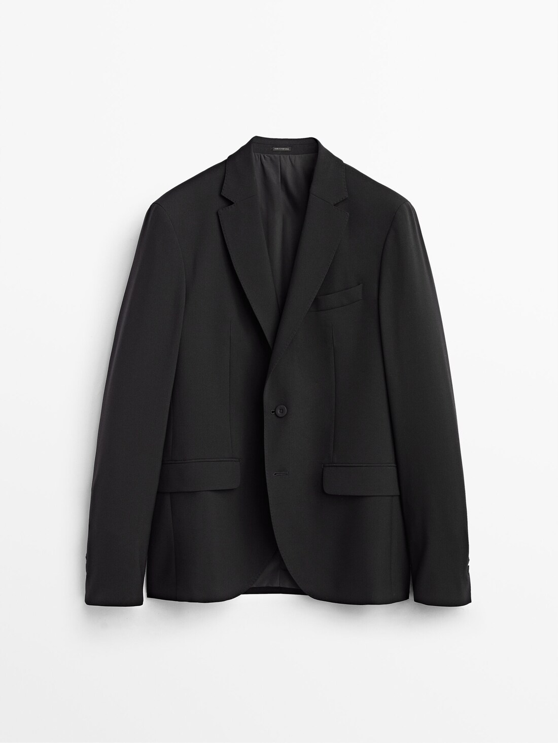 Костюмный пиджак облегающего кроя из 100% шерсти ЧЕРНЫЙ Massimo Dutti