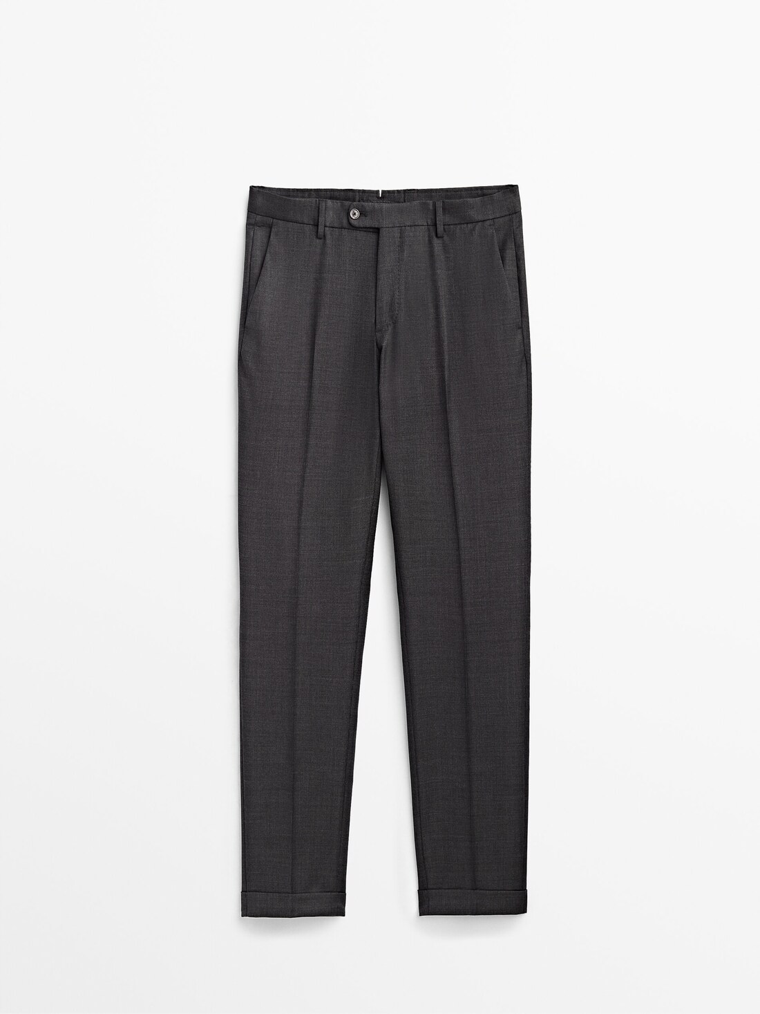 Серые костюмные брюки из шерсти Серый Massimo Dutti