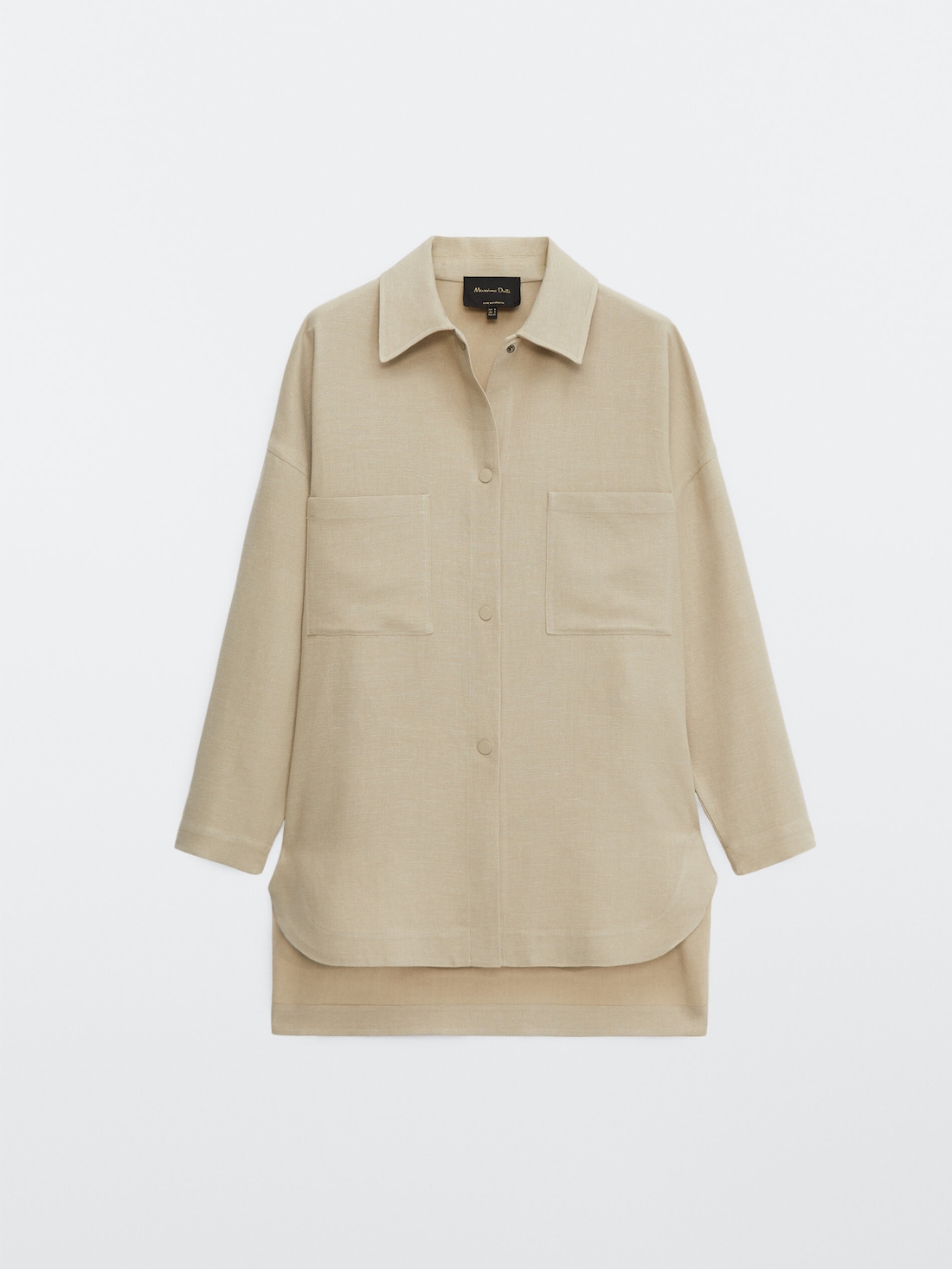 Куртка-рубашка с накладными карманами Дымчатый Massimo Dutti