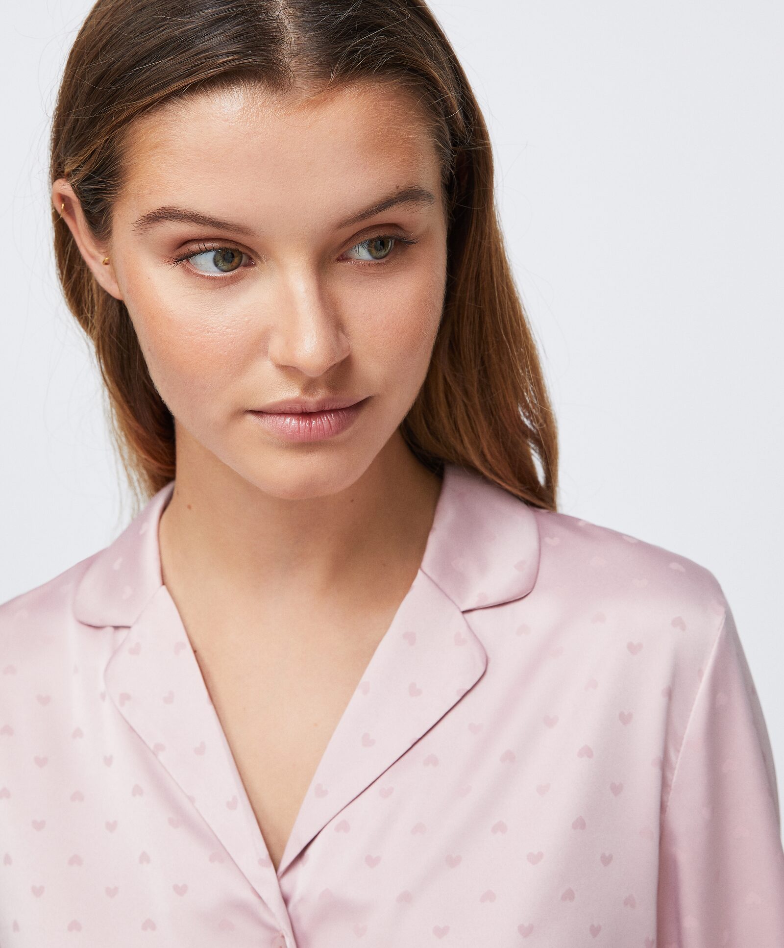 Розовая рубашка с мелким принтом «Сердечки» Розовый Oysho