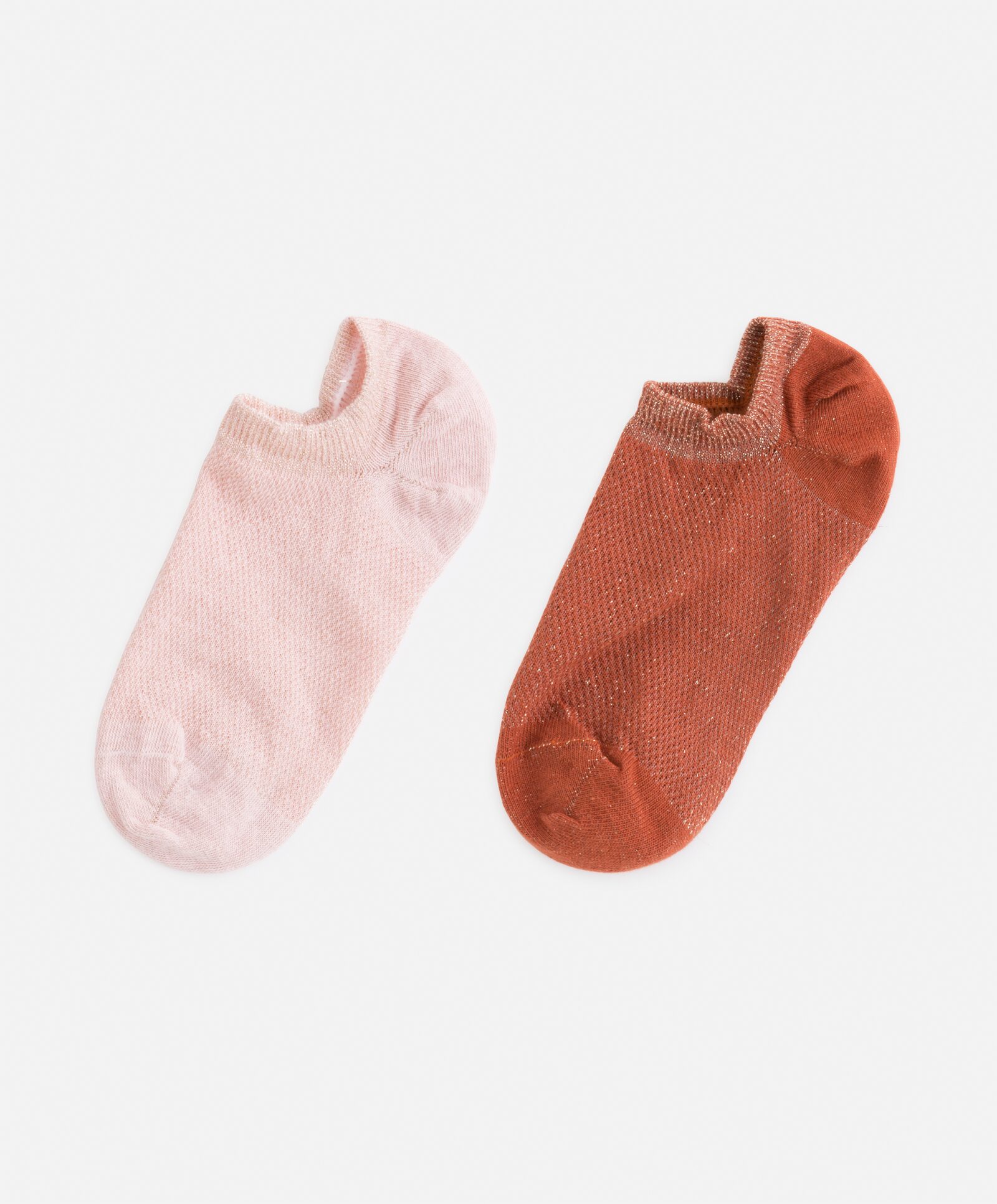 2 пары коротких носков из хлопка с люрексом Розовый Oysho