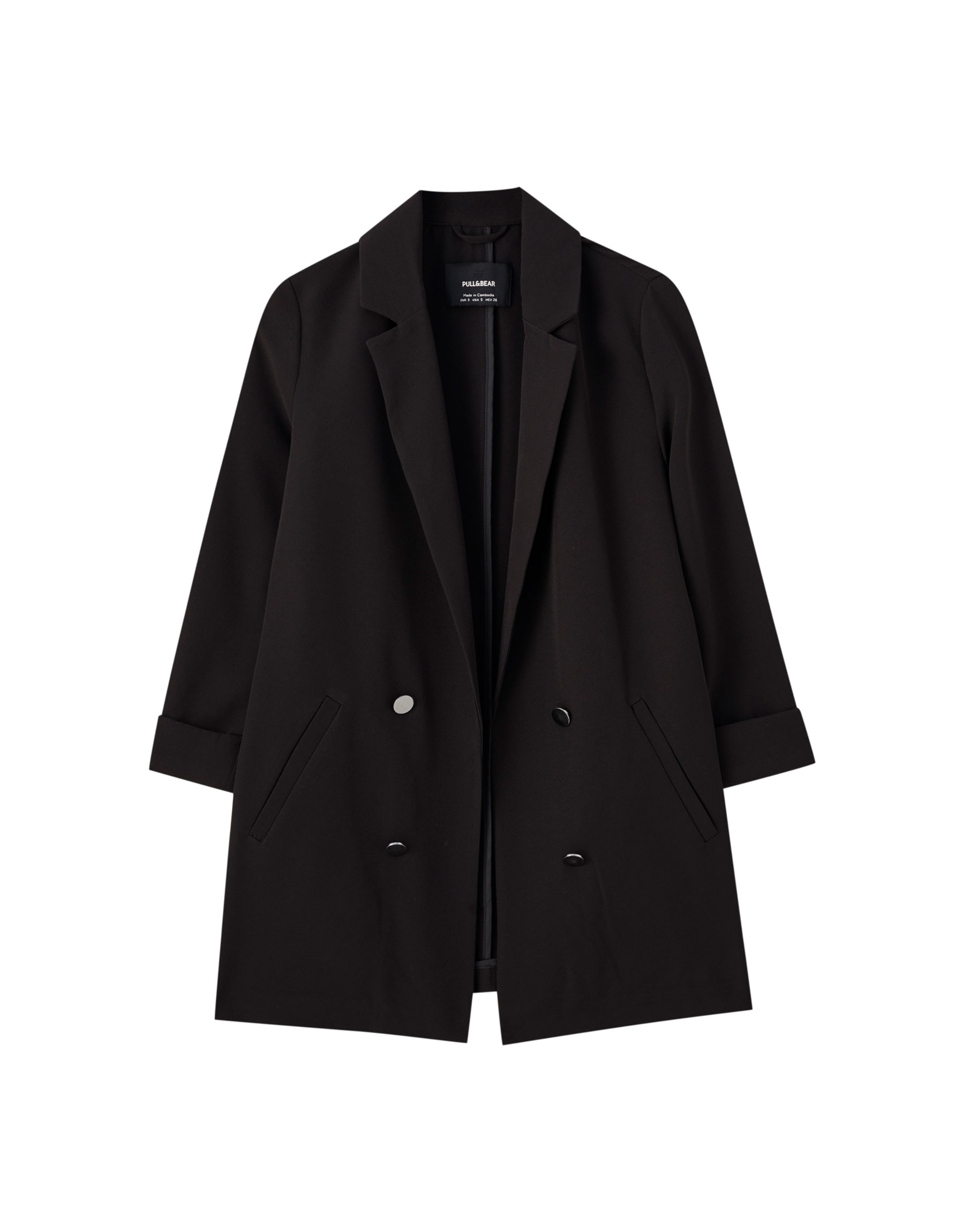 ЧЕРНЫЙ Серый пиджак с имитацией застежки Pull & Bear