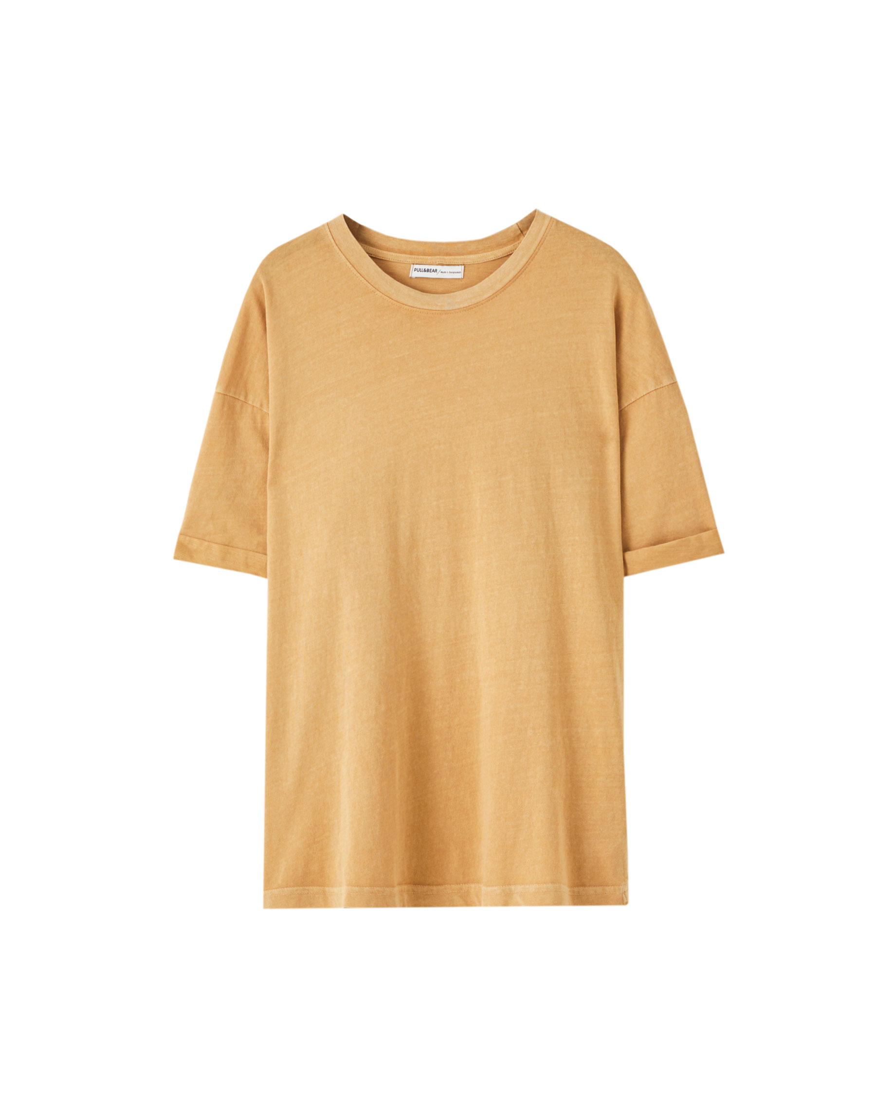 РЫЖЕВАТО-КОРИЧНЕВЫЙ Базовая цветная футболка свободного кроя Pull & Bear
