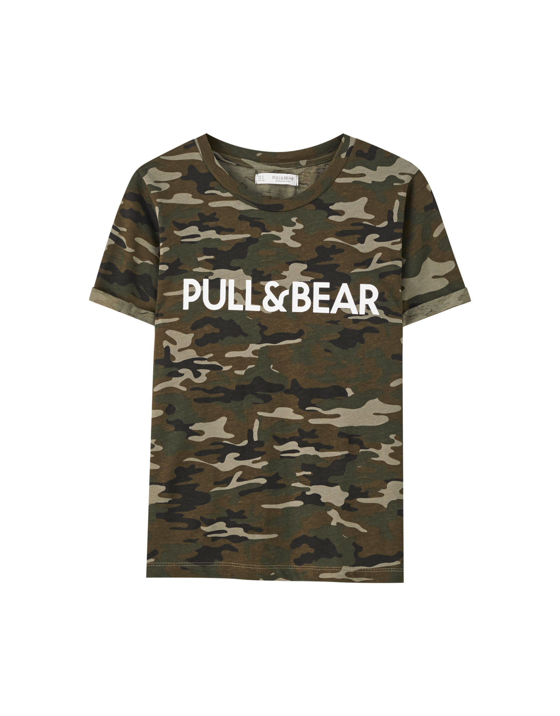 ХАКИ Цветная футболка с логотипом Pull&Bear Pull & Bear
