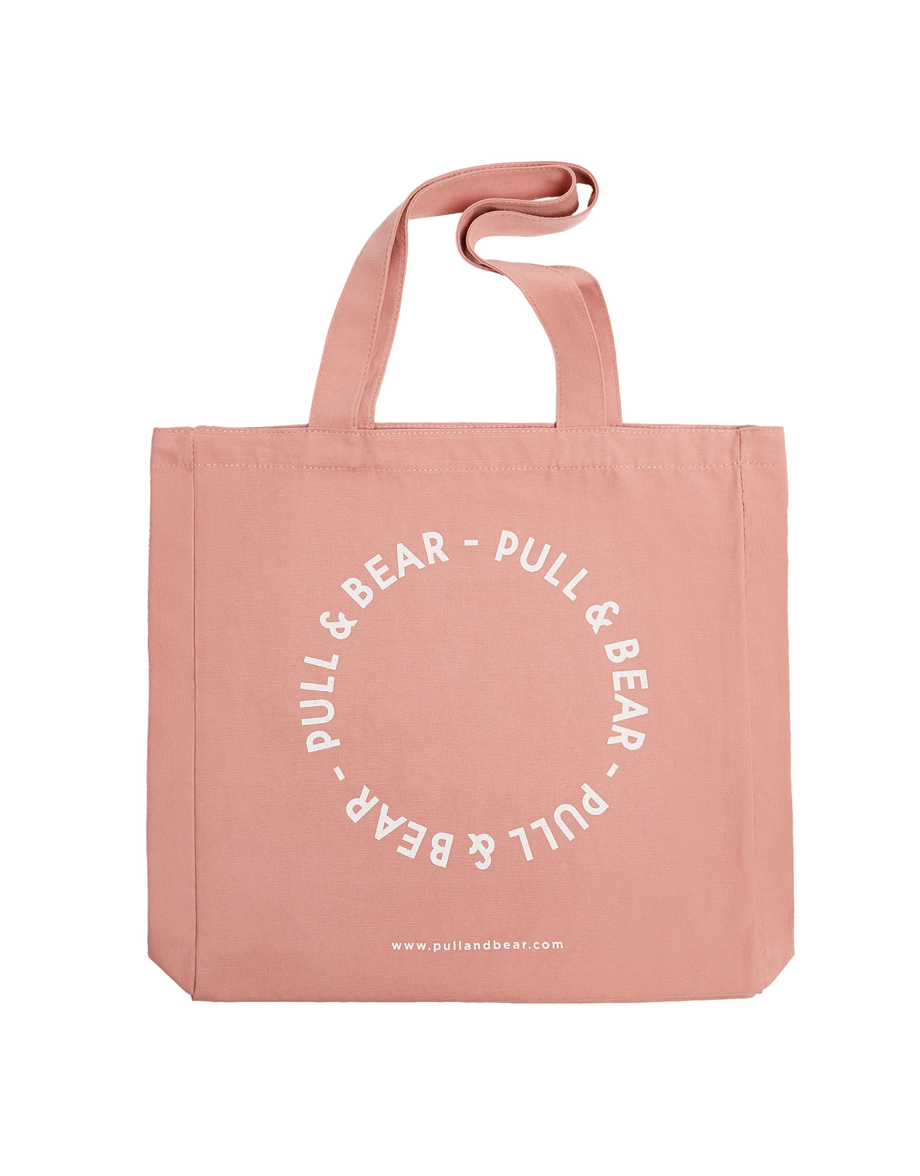 Розовая сумка-шопер с логотипом ПУДРОВЫЙ Pull & Bear