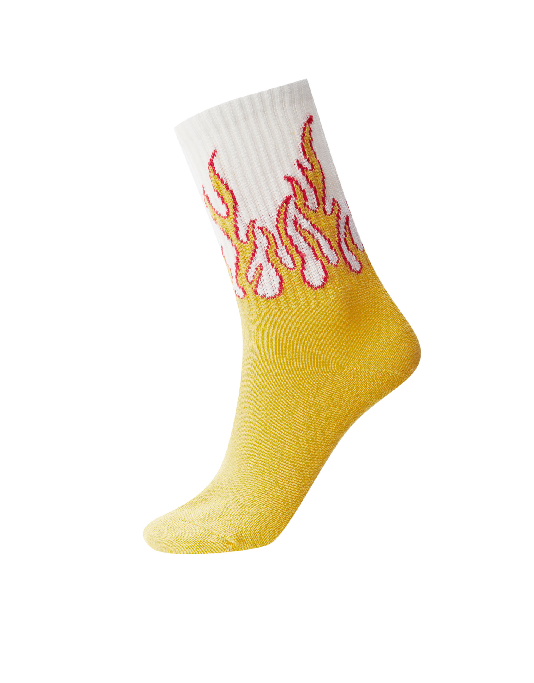 Спортивные носки с принтом «Огонь» ЖЕЛТЫЙ Pull & Bear