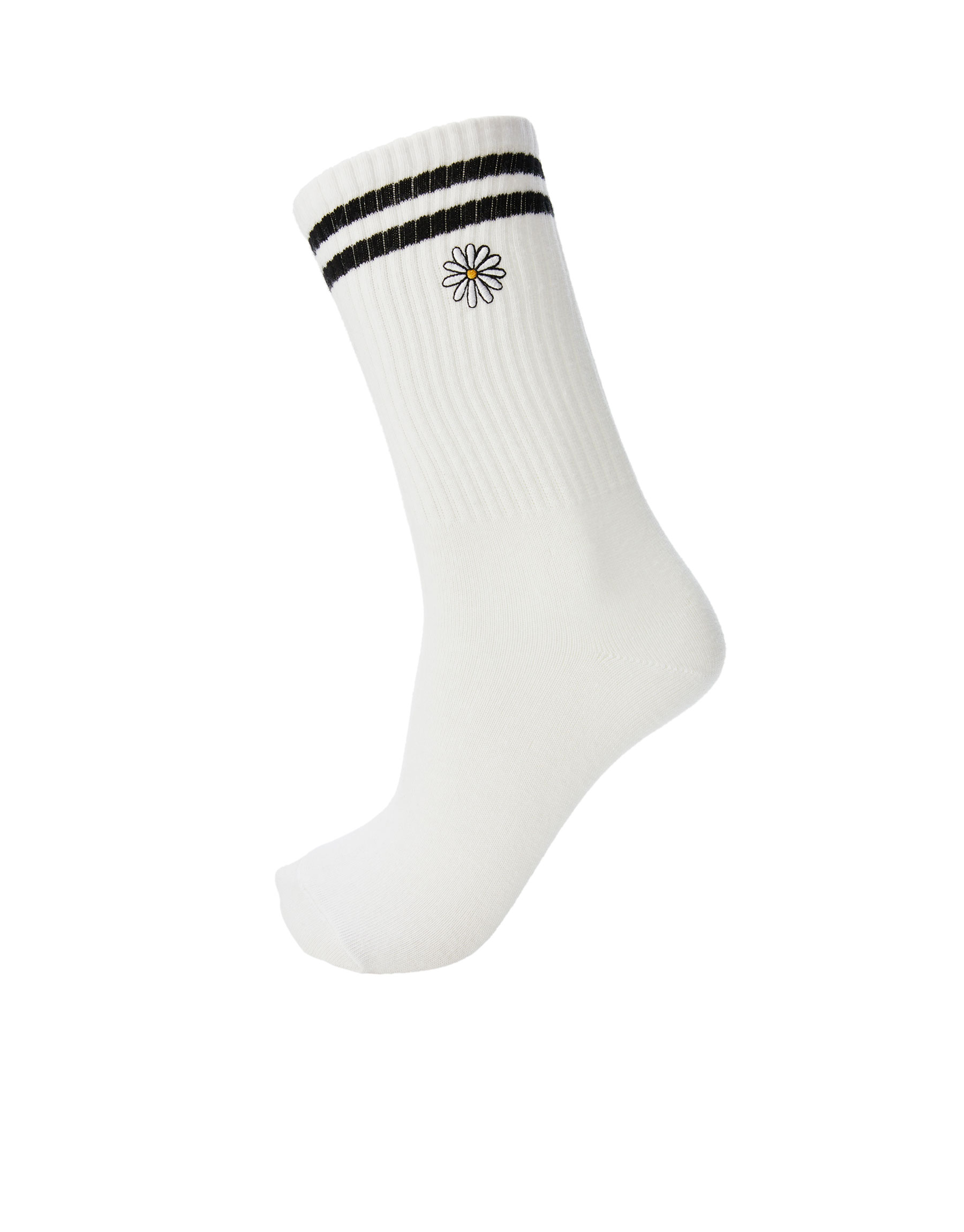 БЕЛЫЙ Спортивные носки с вышивкой «Фрукты» Pull & Bear