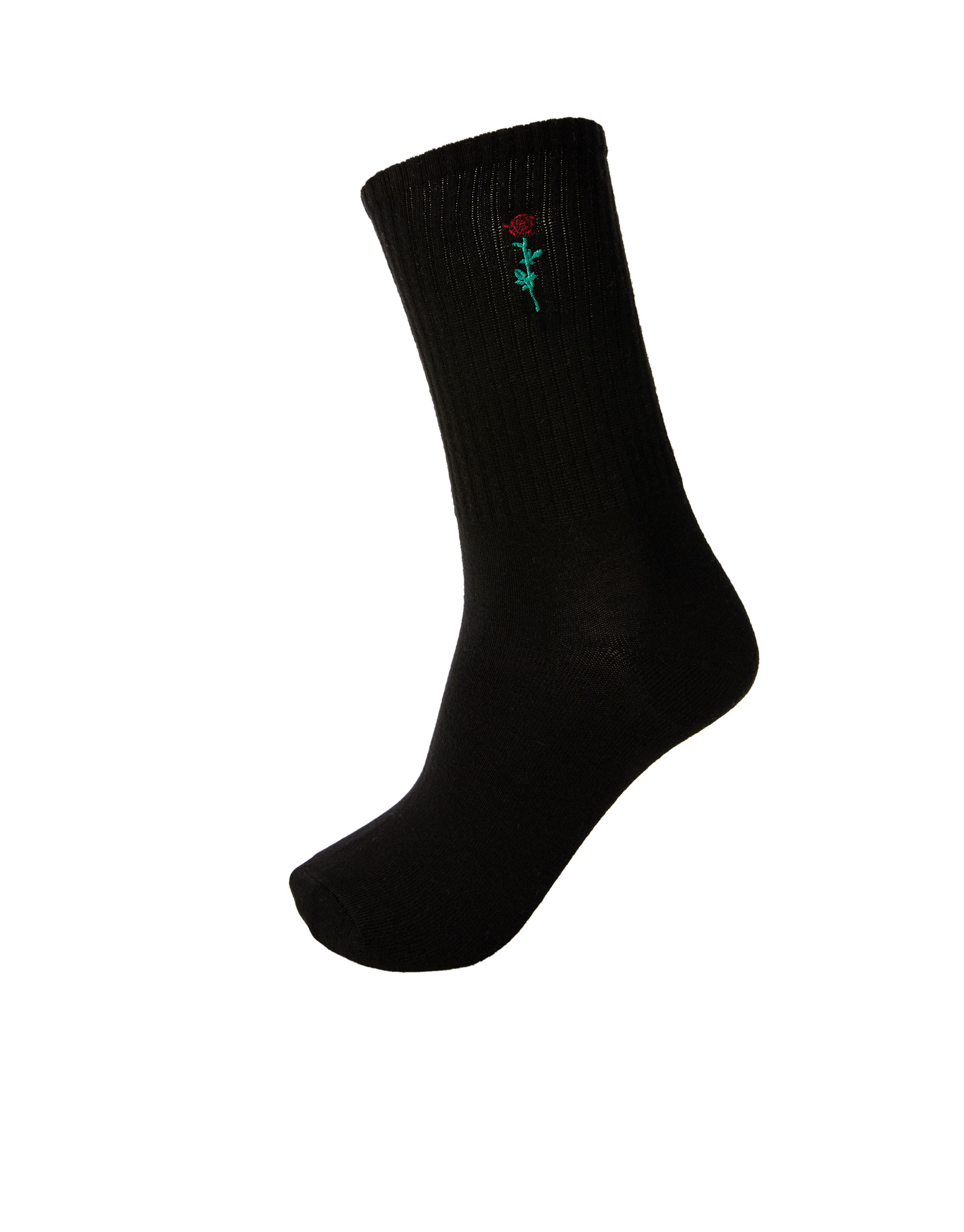 ЧЕРНЫЙ Спортивные носки с вышивкой «Фрукты» Pull & Bear
