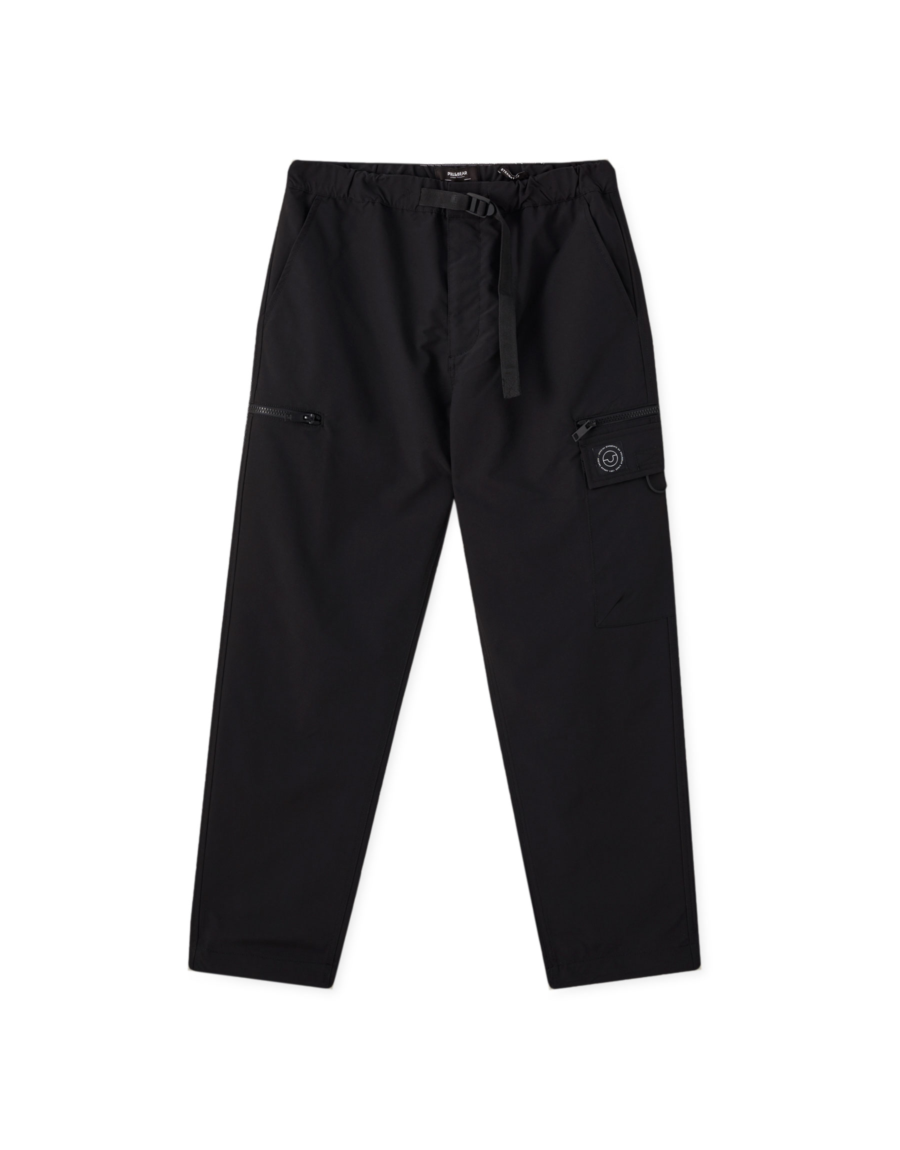Черные брюки карго с логотипом ЧЕРНЫЙ Pull & Bear