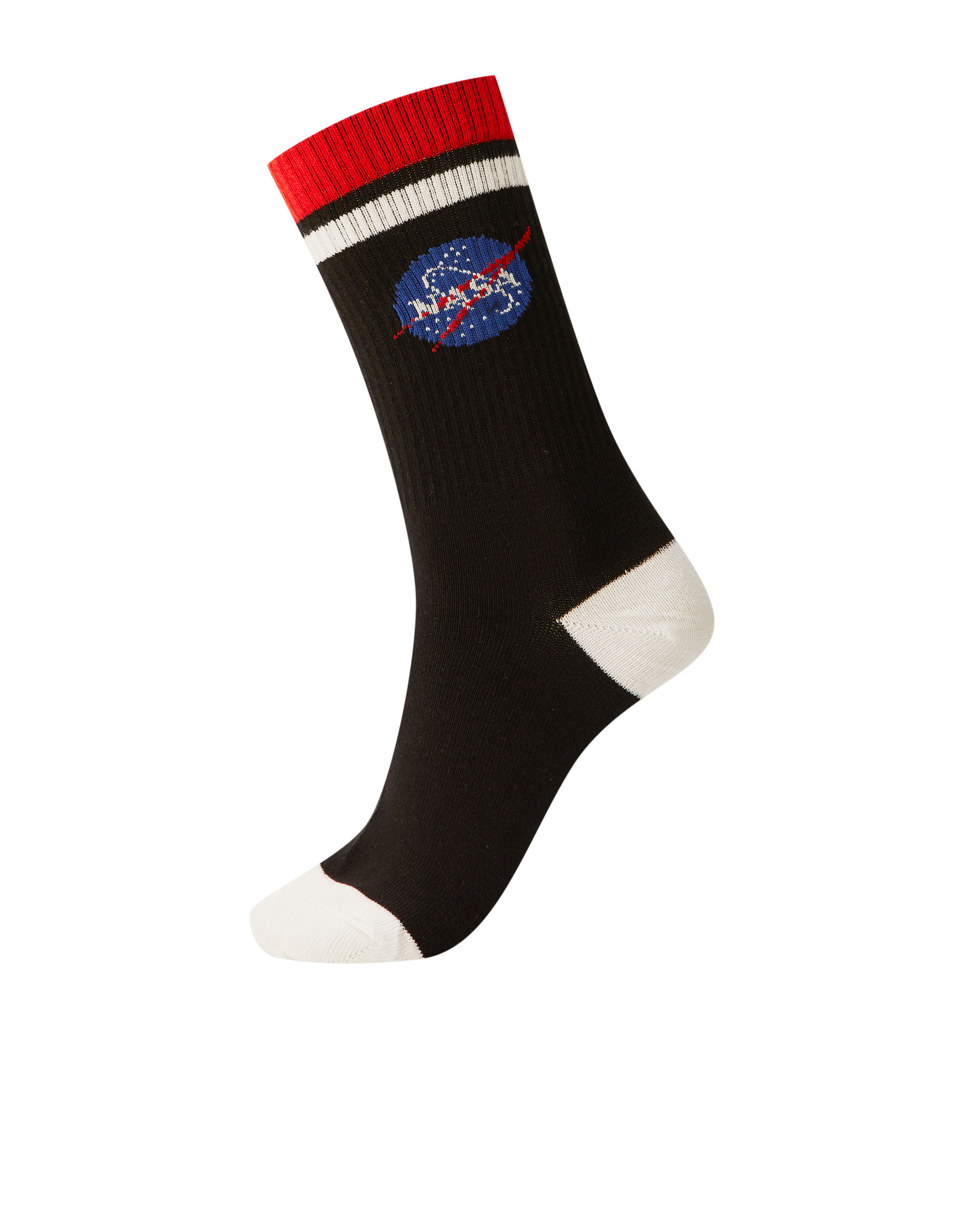 Спортивные носки с надписью NASA ЧЕРНЫЙ Pull & Bear