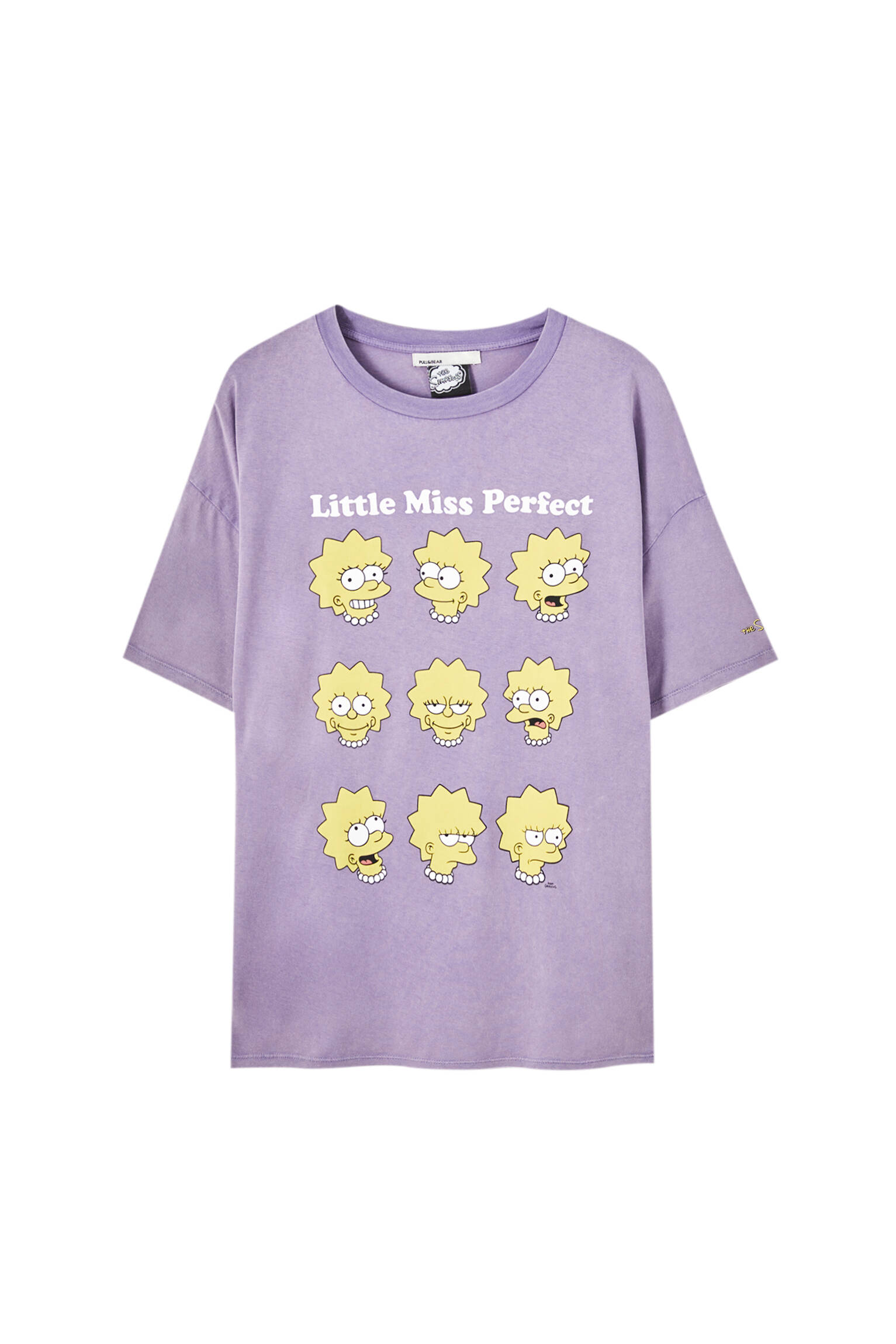 Фиолетовая футболка с принтом «Лиза Симпсон» 0-683 Pull & Bear