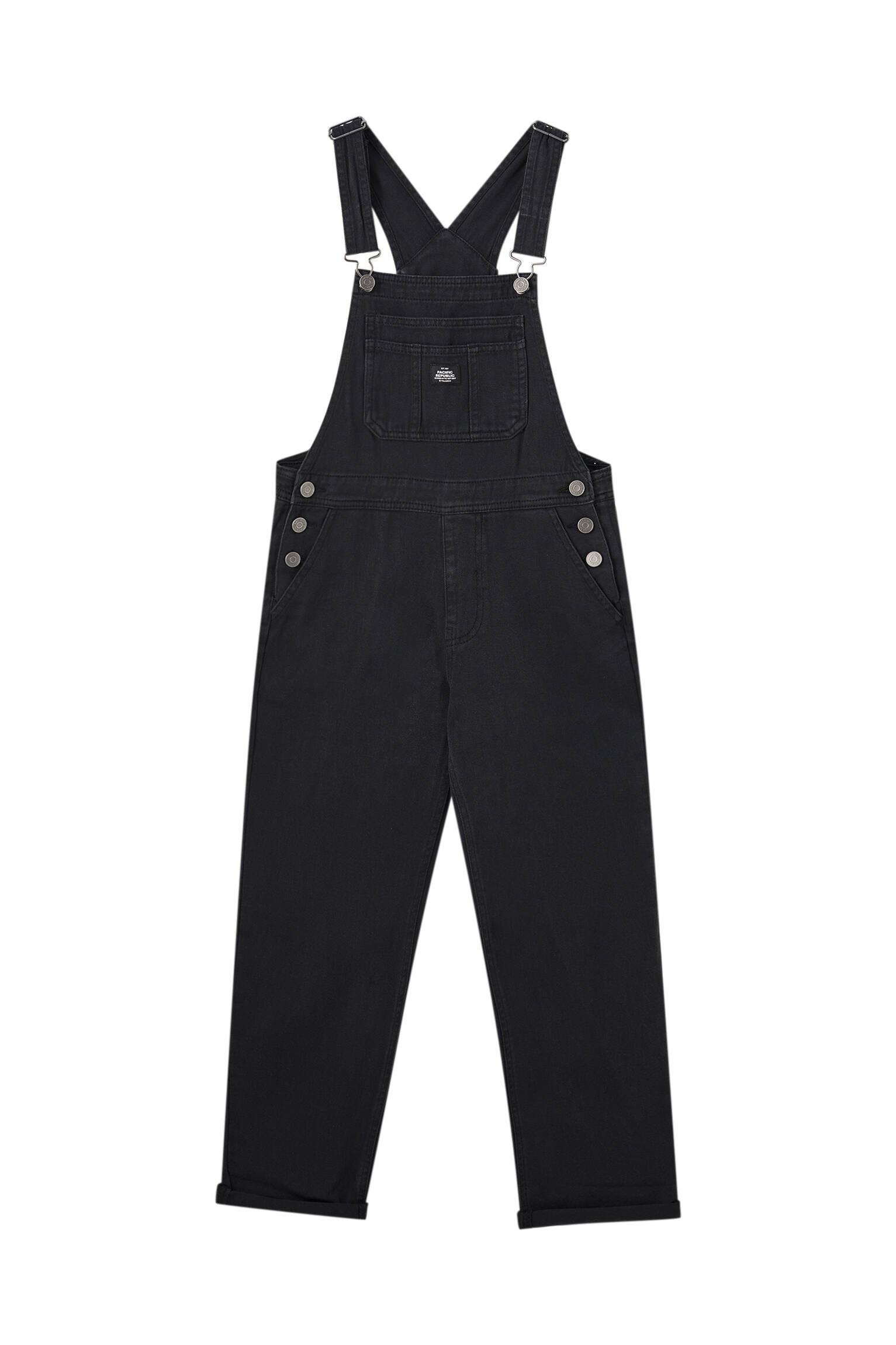 Удлиненный джинсовый комбинезон черного цвета ЧЕРНЫЙ Pull & Bear