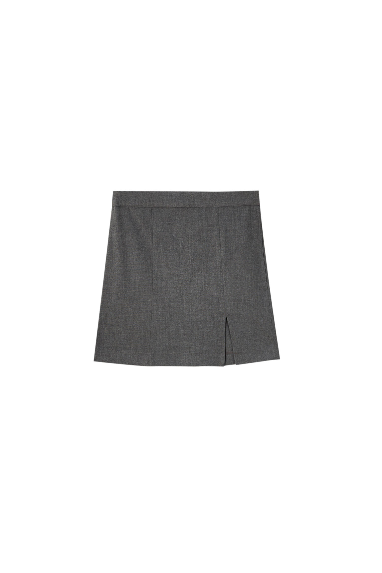 Серая мини-юбка с разрезом сбоку Серый Pull & Bear