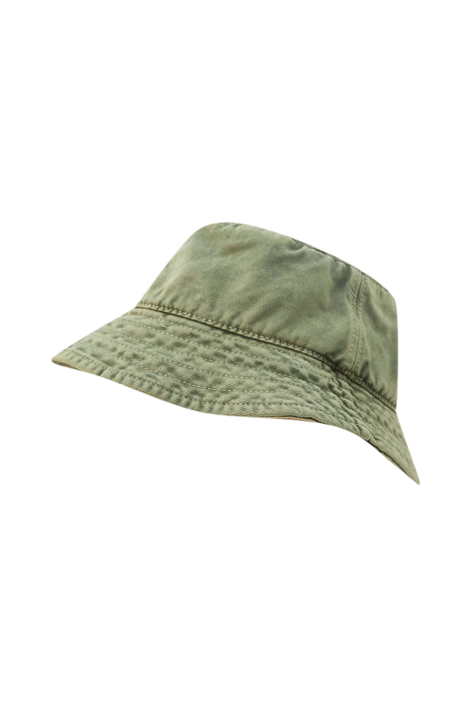 Шляпа из хлопковой ткани с эффектом потертости ХАКИ Pull & Bear